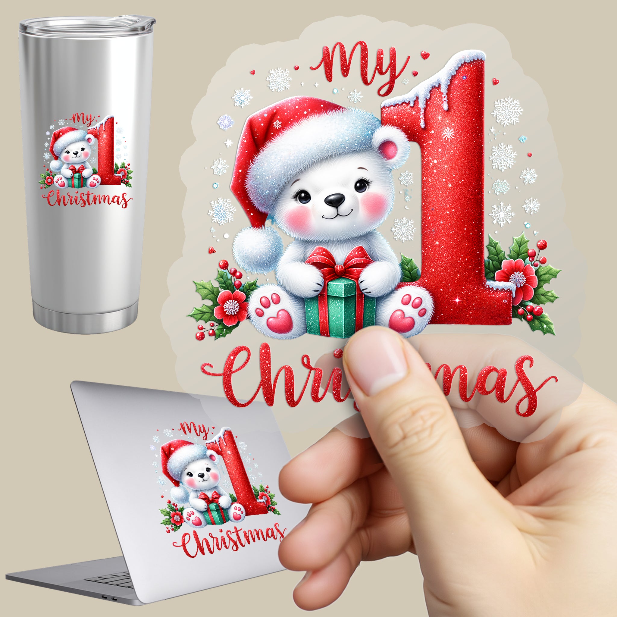 Permanent Sticker Mein 1. Weihnachten – Eisbärchen