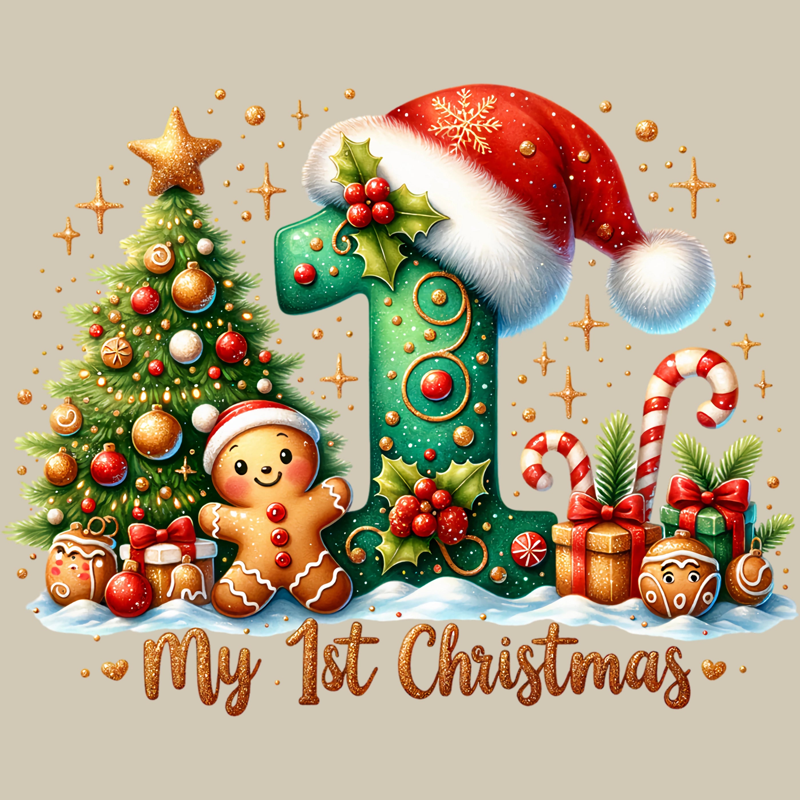 Permanent Sticker Mein 1. Weihnachten – Lebkuchenbaby