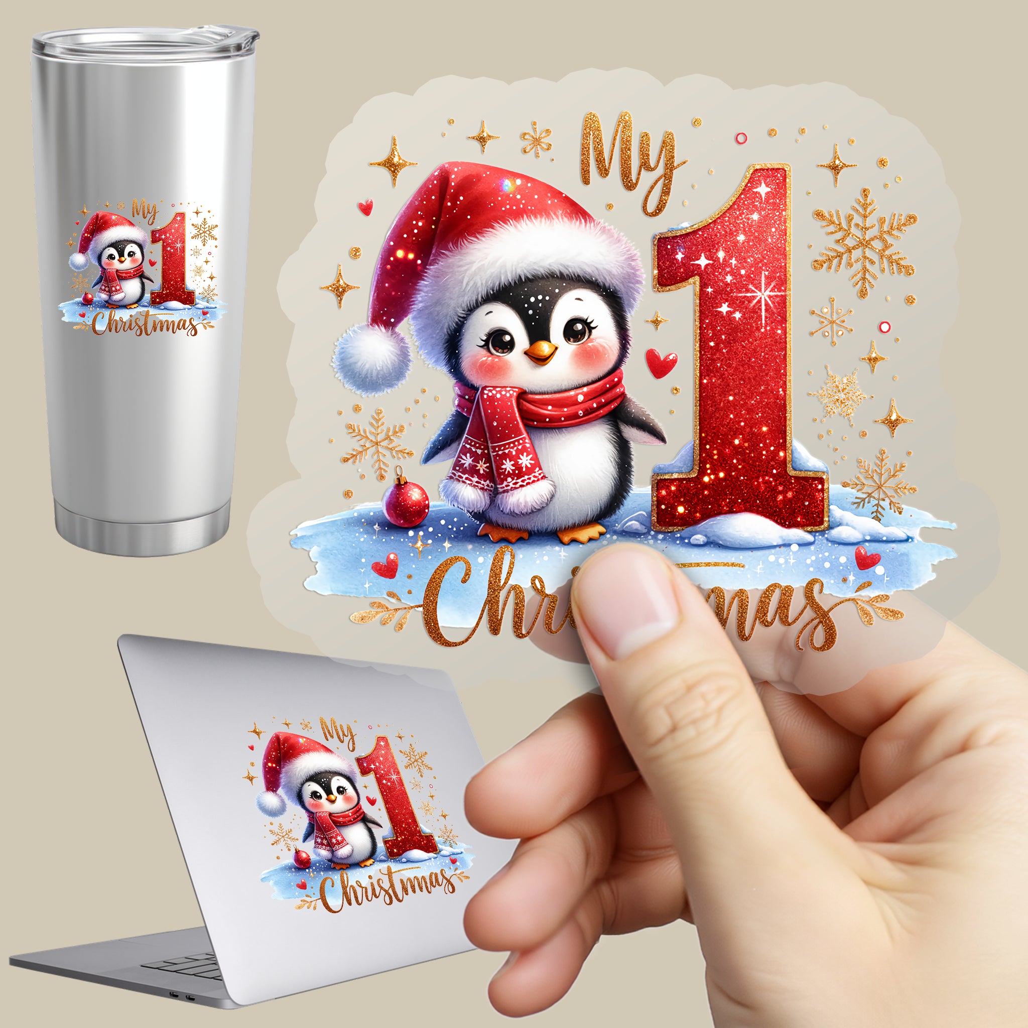 Permanent Sticker Mein 1. Weihnachten – Pinguinliebe