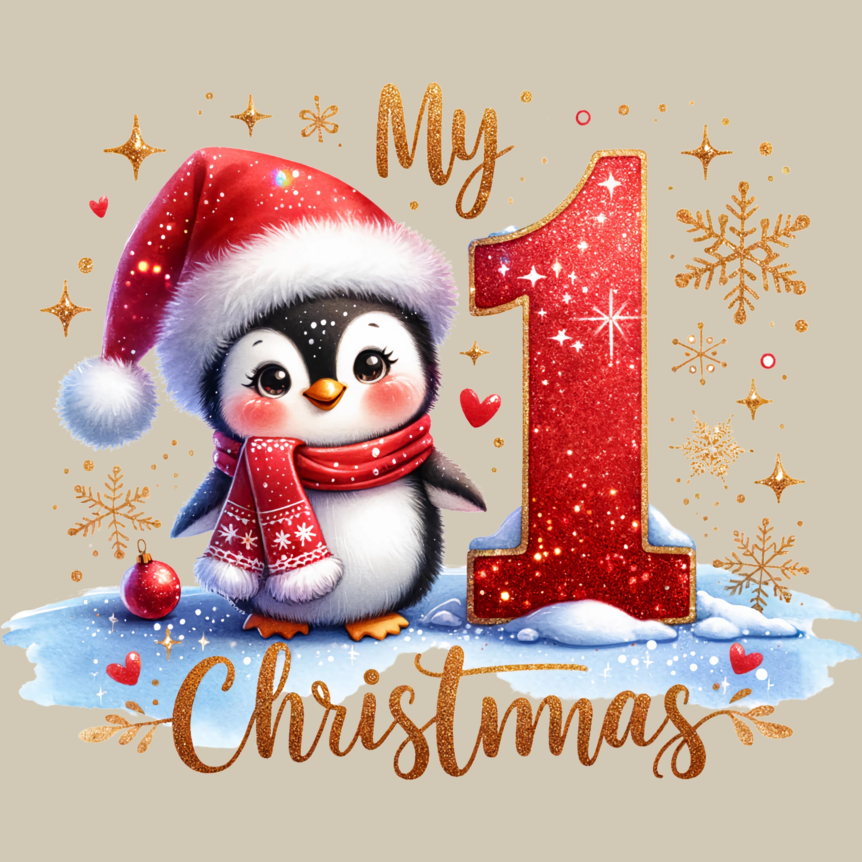 Permanent Sticker Mein 1. Weihnachten – Pinguinliebe