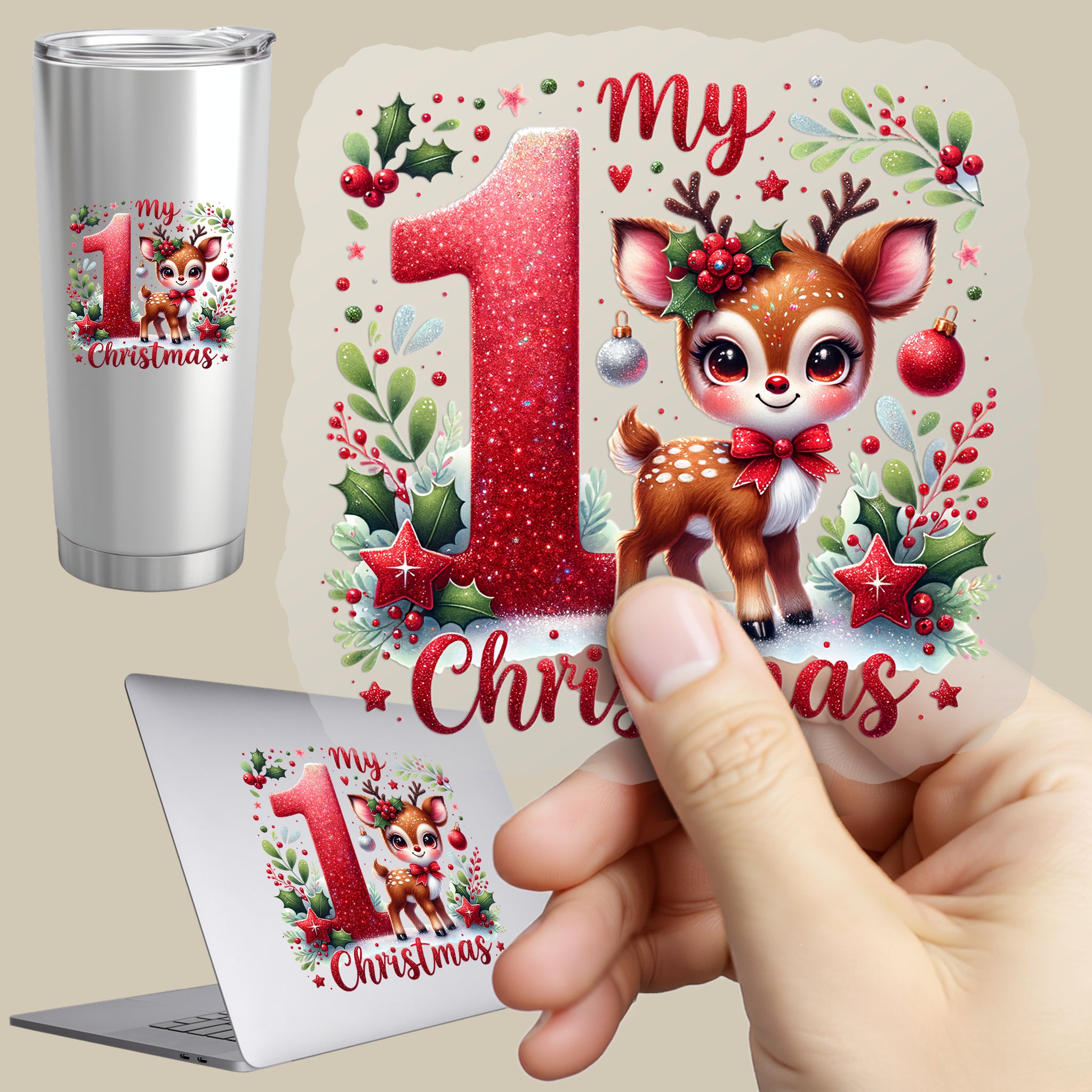 Permanent Sticker Mein 1. Weihnachten – Rudolph Baby