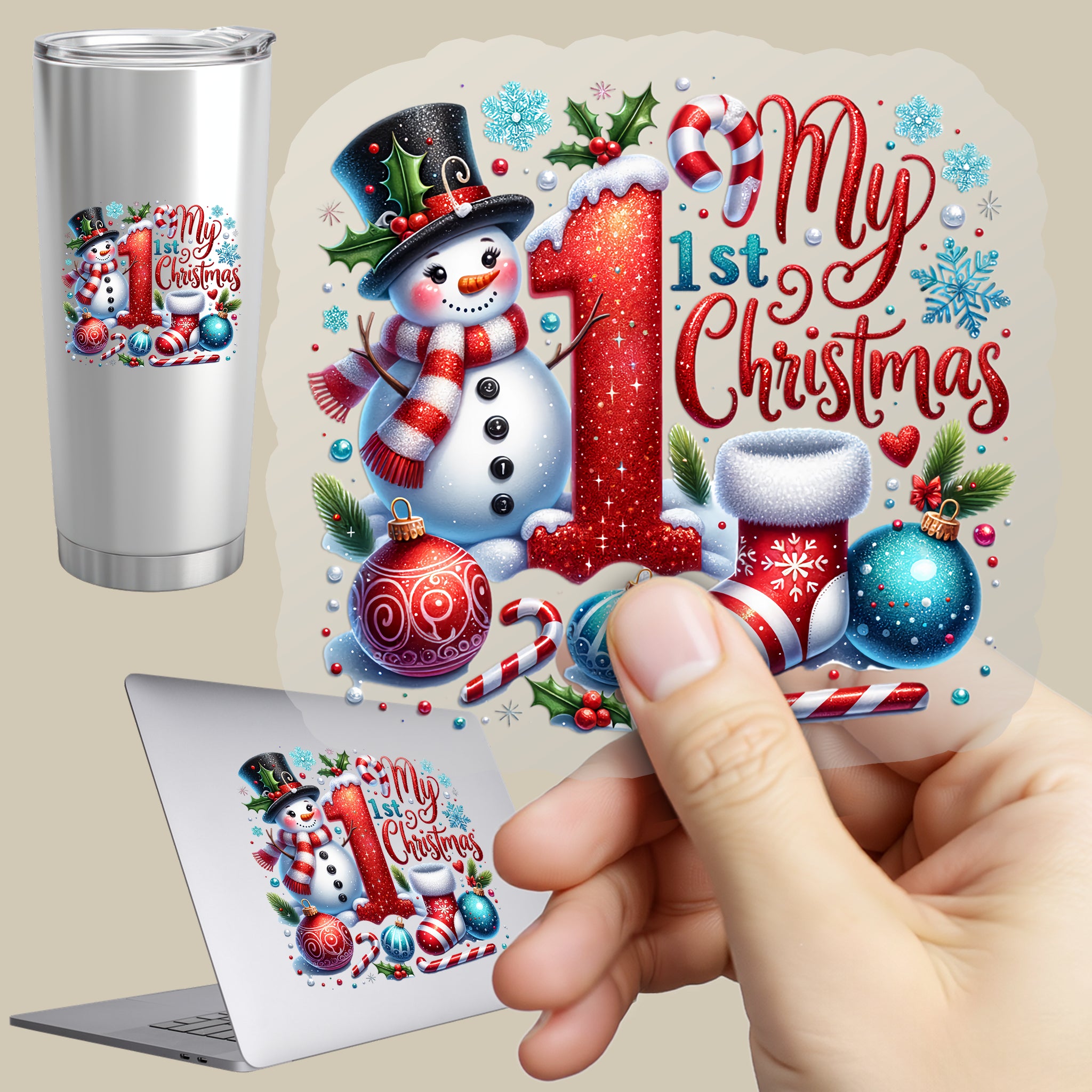 Permanent Sticker Mein 1. Weihnachten – Schneemannzauber