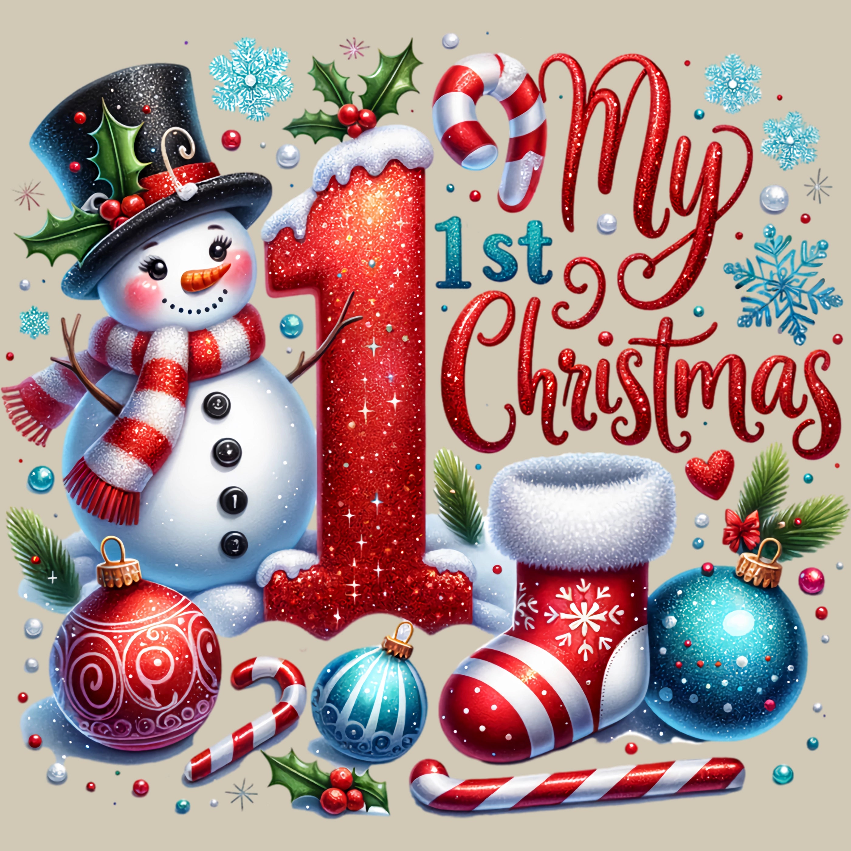 Permanent Sticker Mein 1. Weihnachten – Schneemannzauber