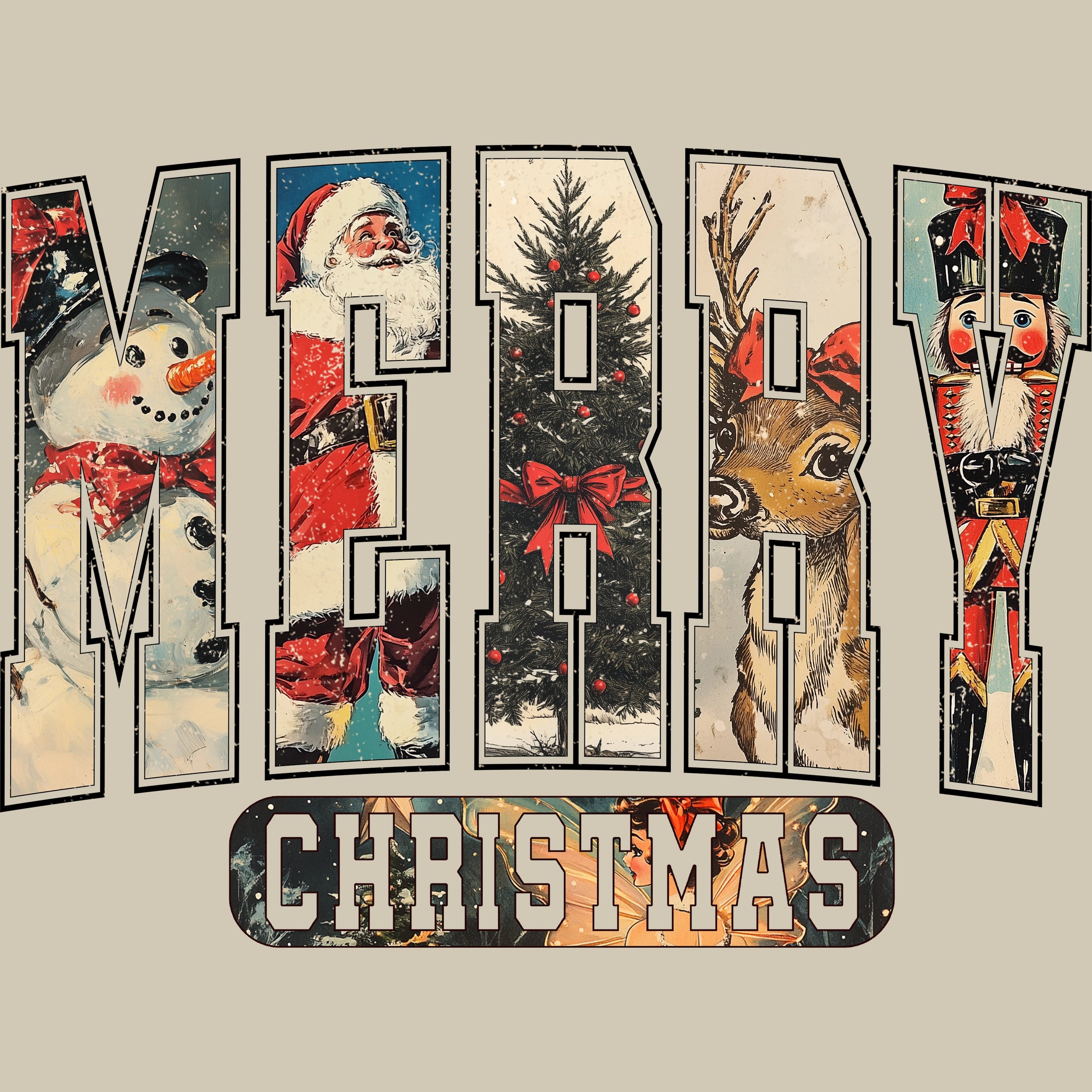 Permanent Sticker Merry Christmas Retro Magic