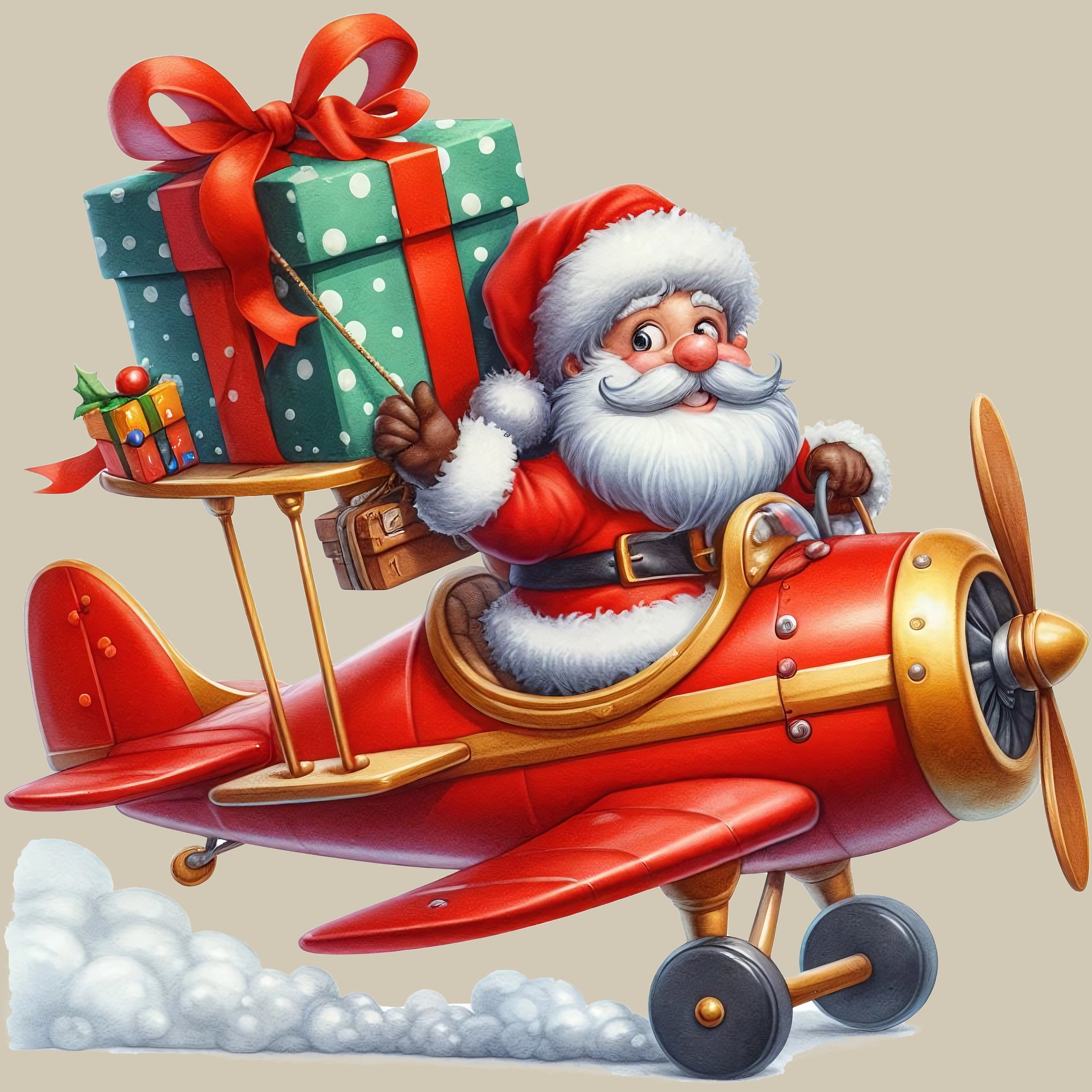 Permanent Sticker Santa Flugzeug Geschenkeexpress