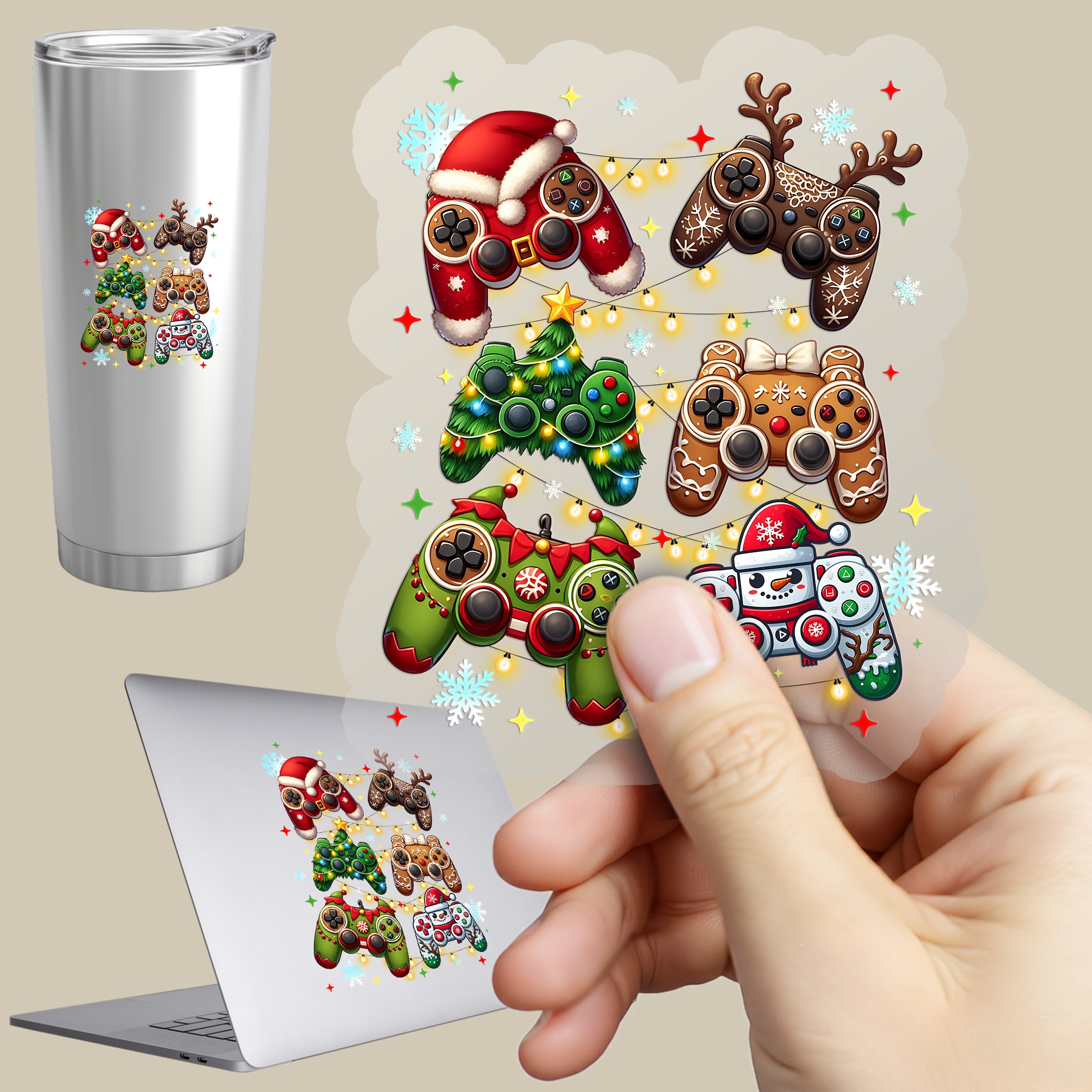 Permanent Sticker Weihnachts Gamer Controller Magie