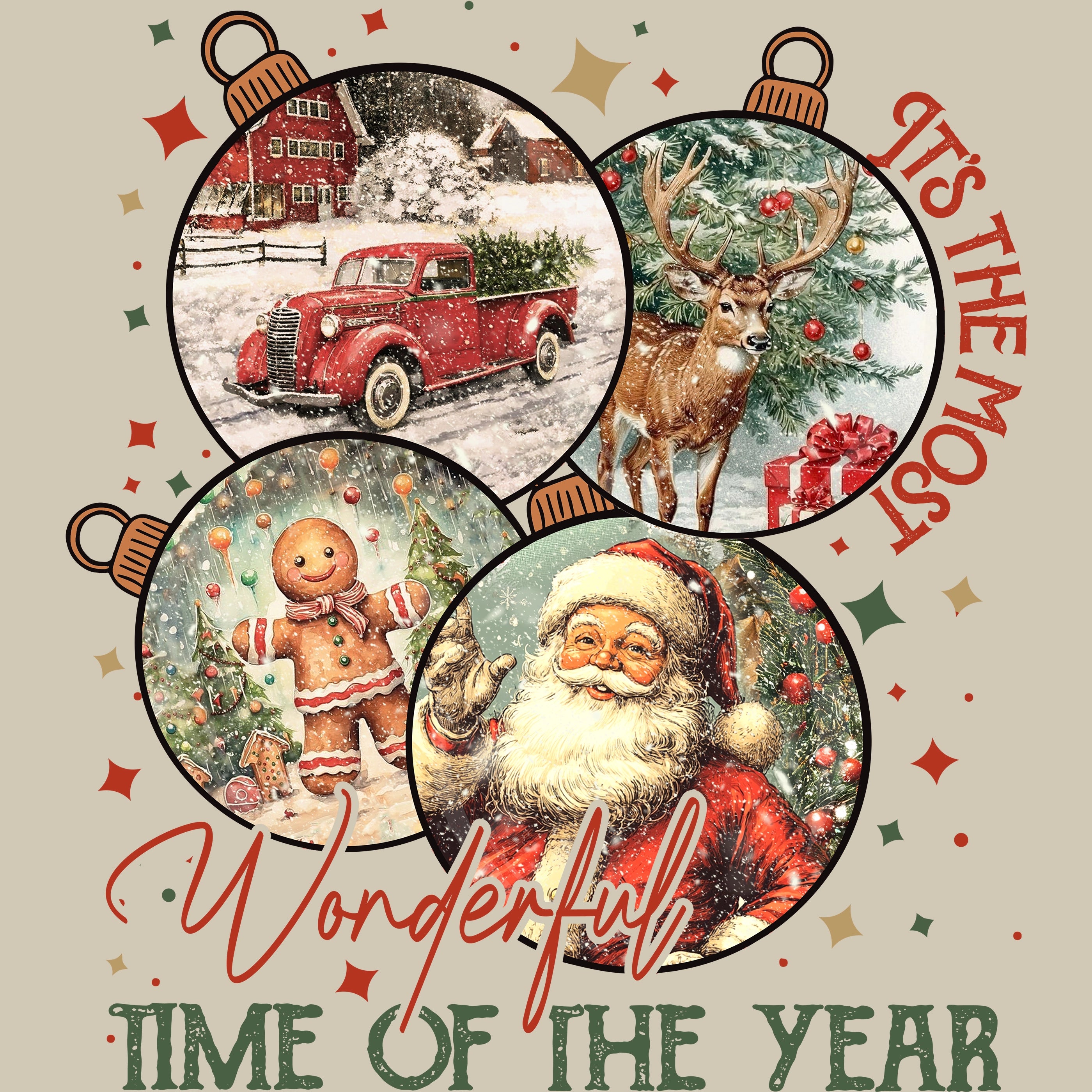 Permanent Sticker Weihnachtskugeln Nostalgie Mix