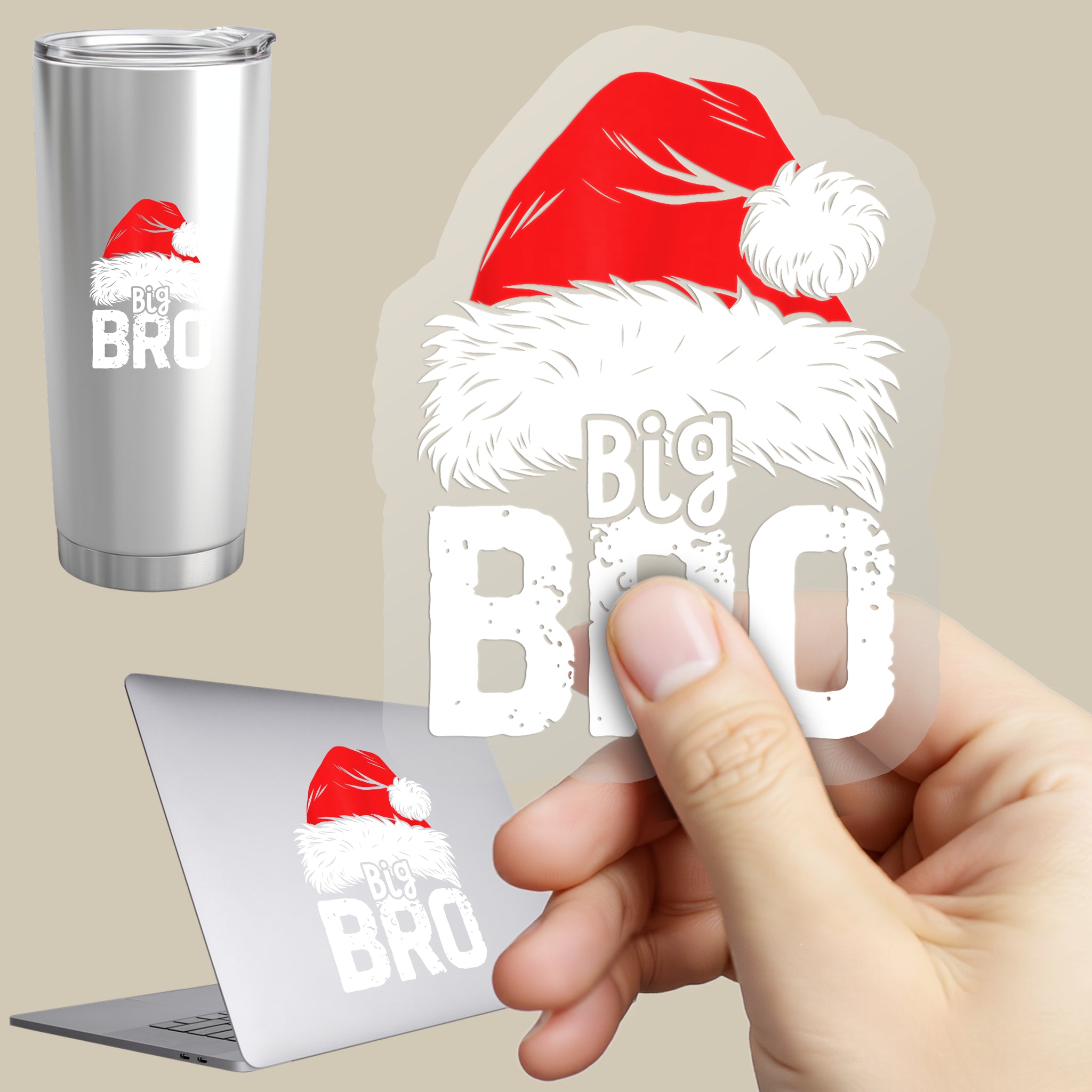 Permanent Sticker Weihnachtsmütze Familie Big Bro