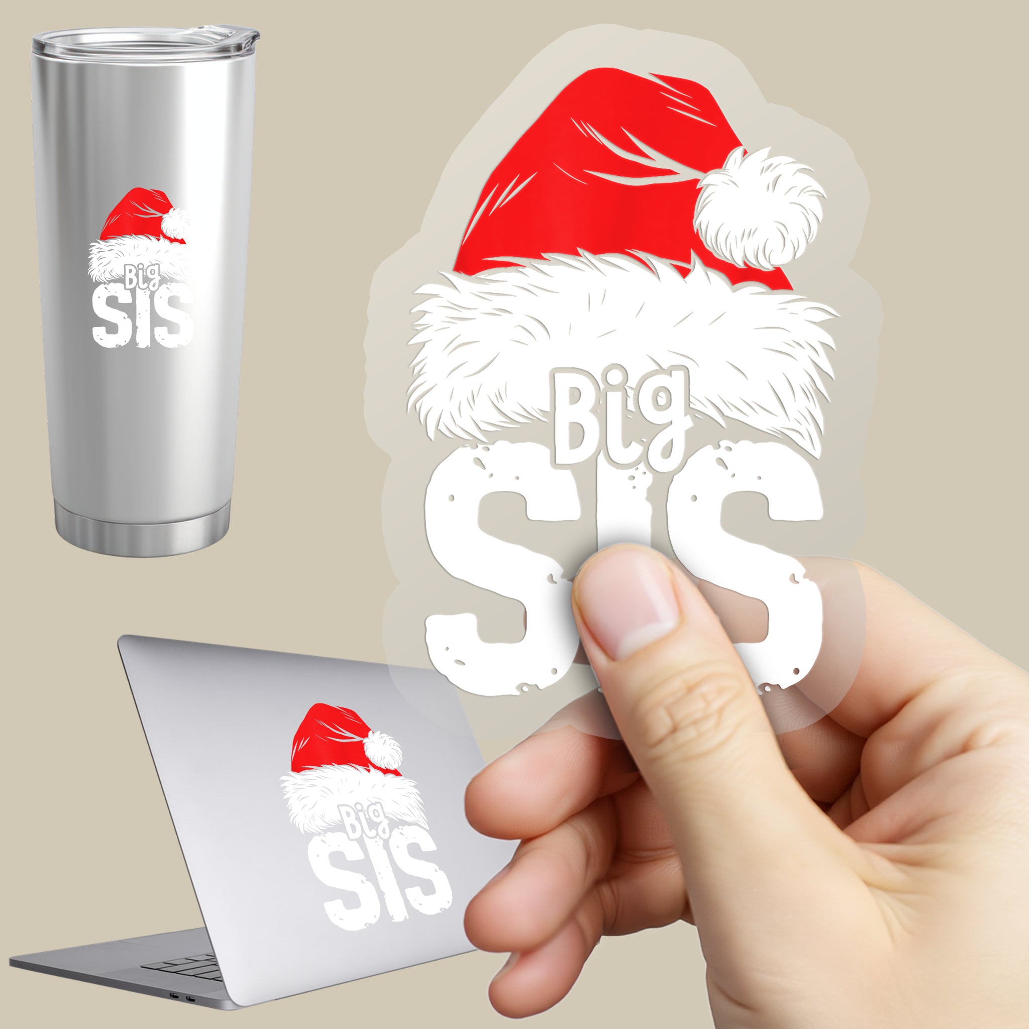 Permanent Sticker Weihnachtsmütze Familie Big Sis
