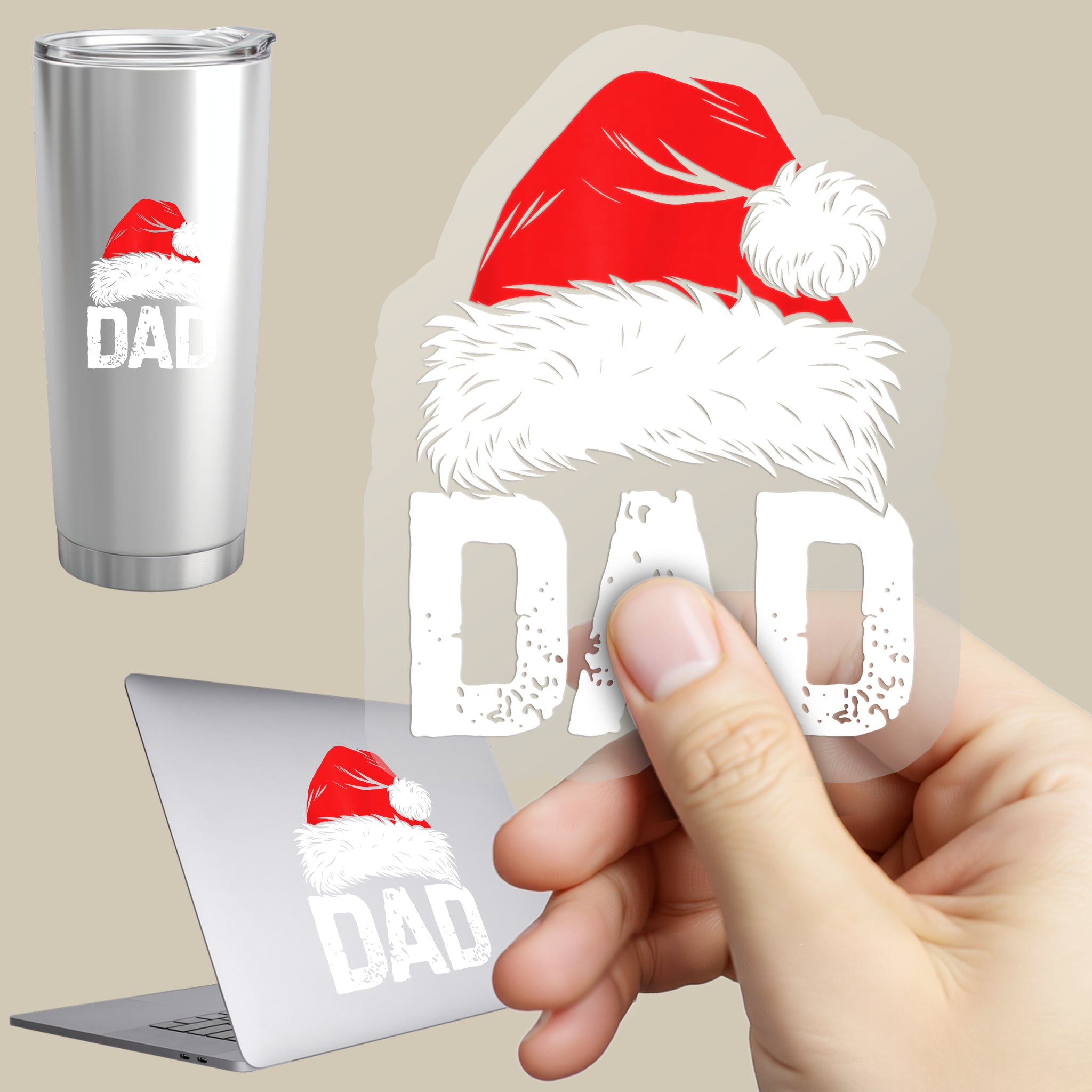 Permanent Sticker Weihnachtsmütze Familie Dad