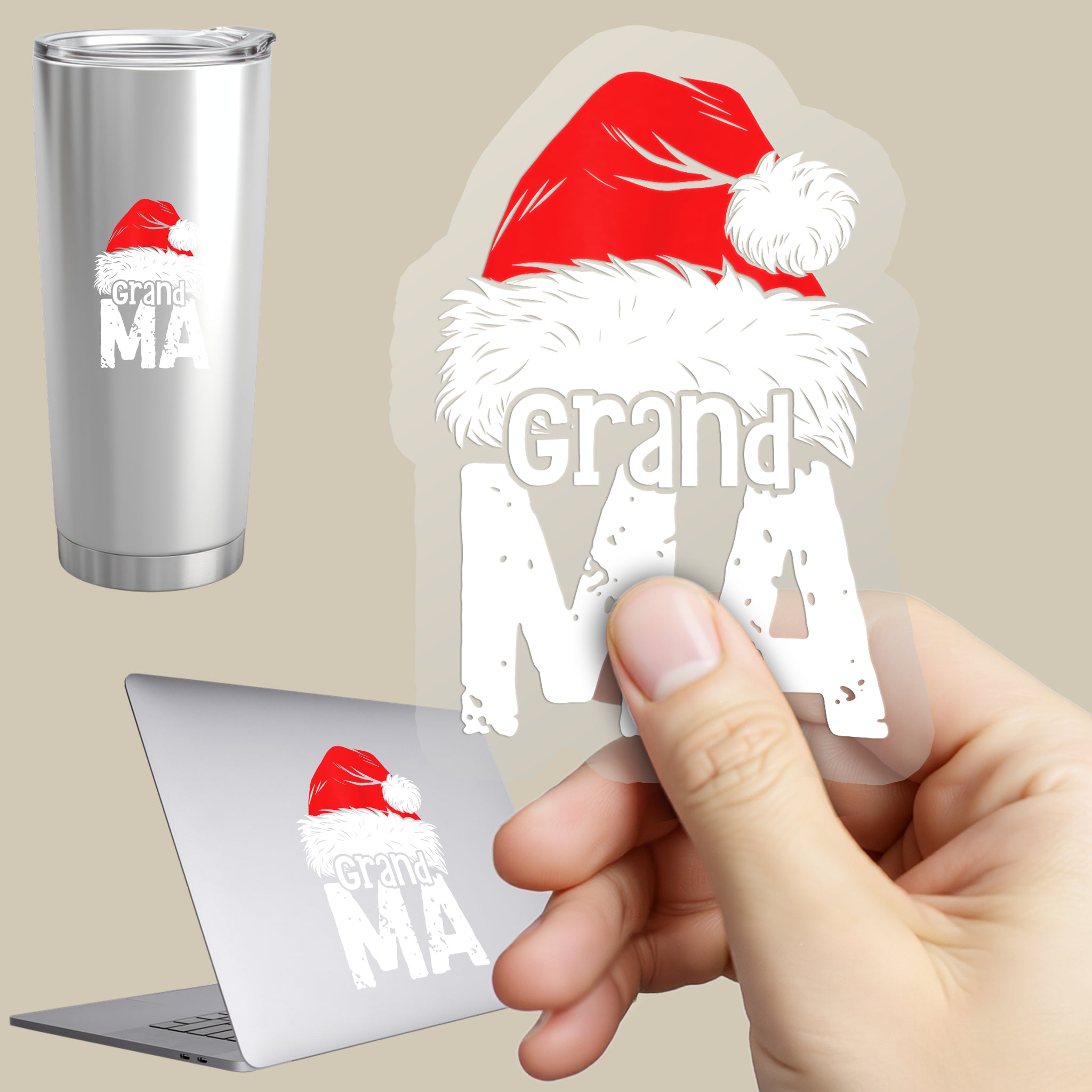 Permanent Sticker Weihnachtsmütze Familie Grandma