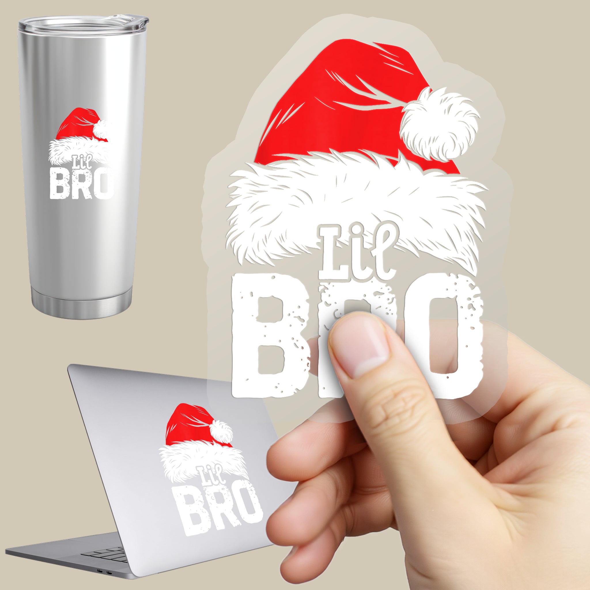 Permanent Sticker Weihnachtsmütze Familie Lil Bro