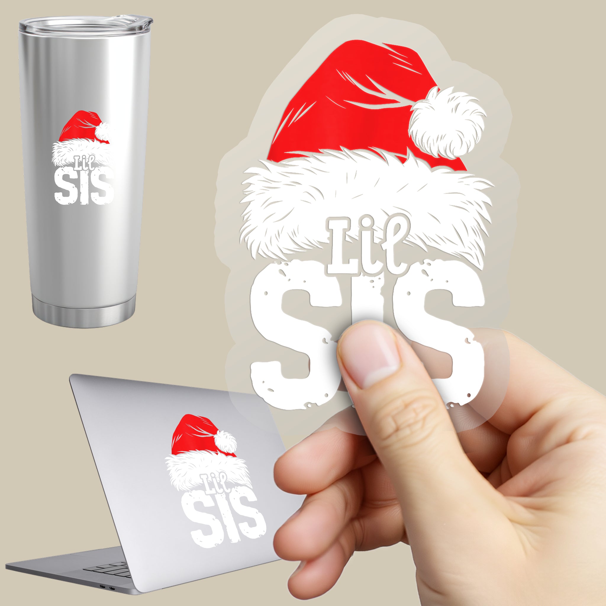 Permanent Sticker Weihnachtsmütze Familie Lil Sis