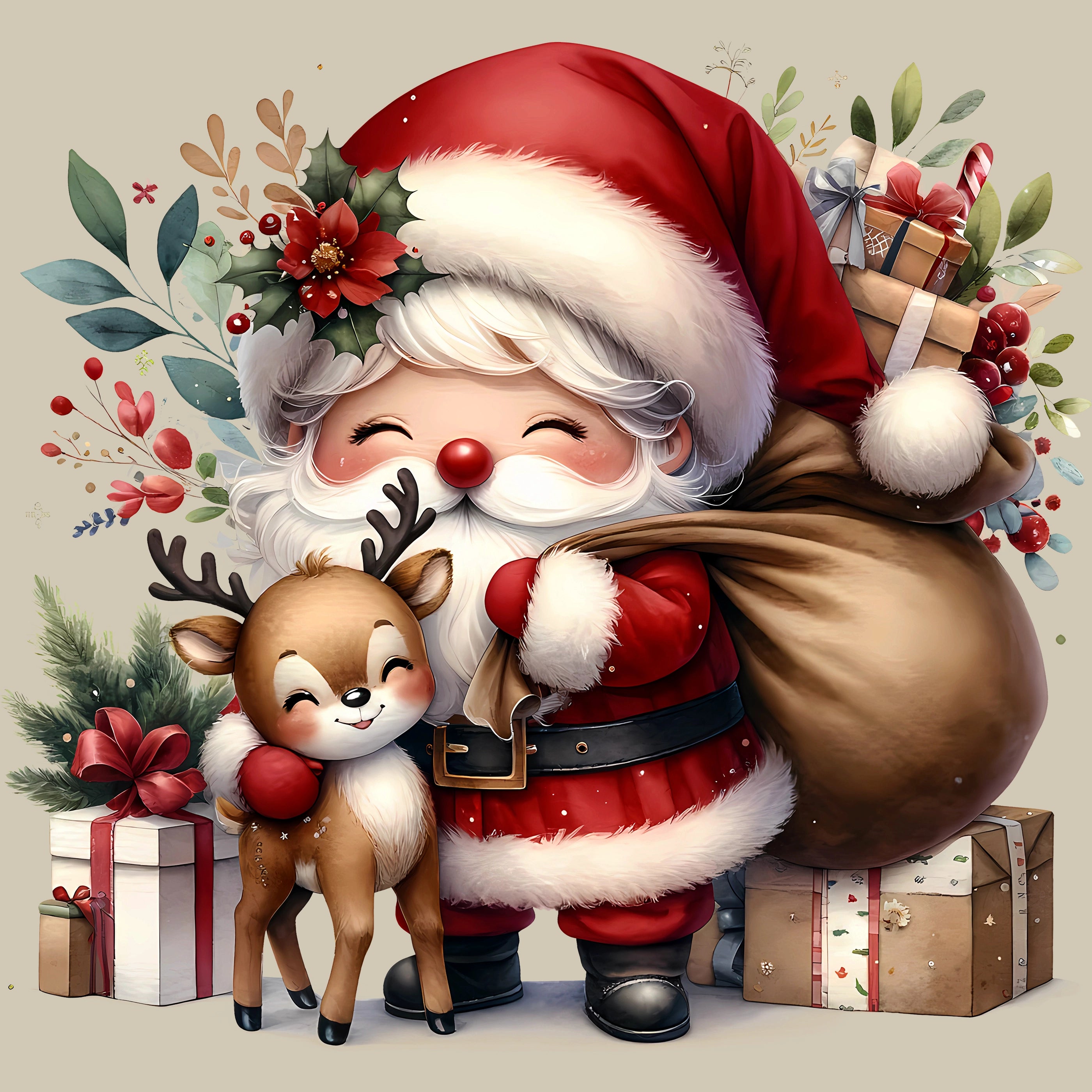 Permanent Sticker Weihnachtsmann Rentierfreund