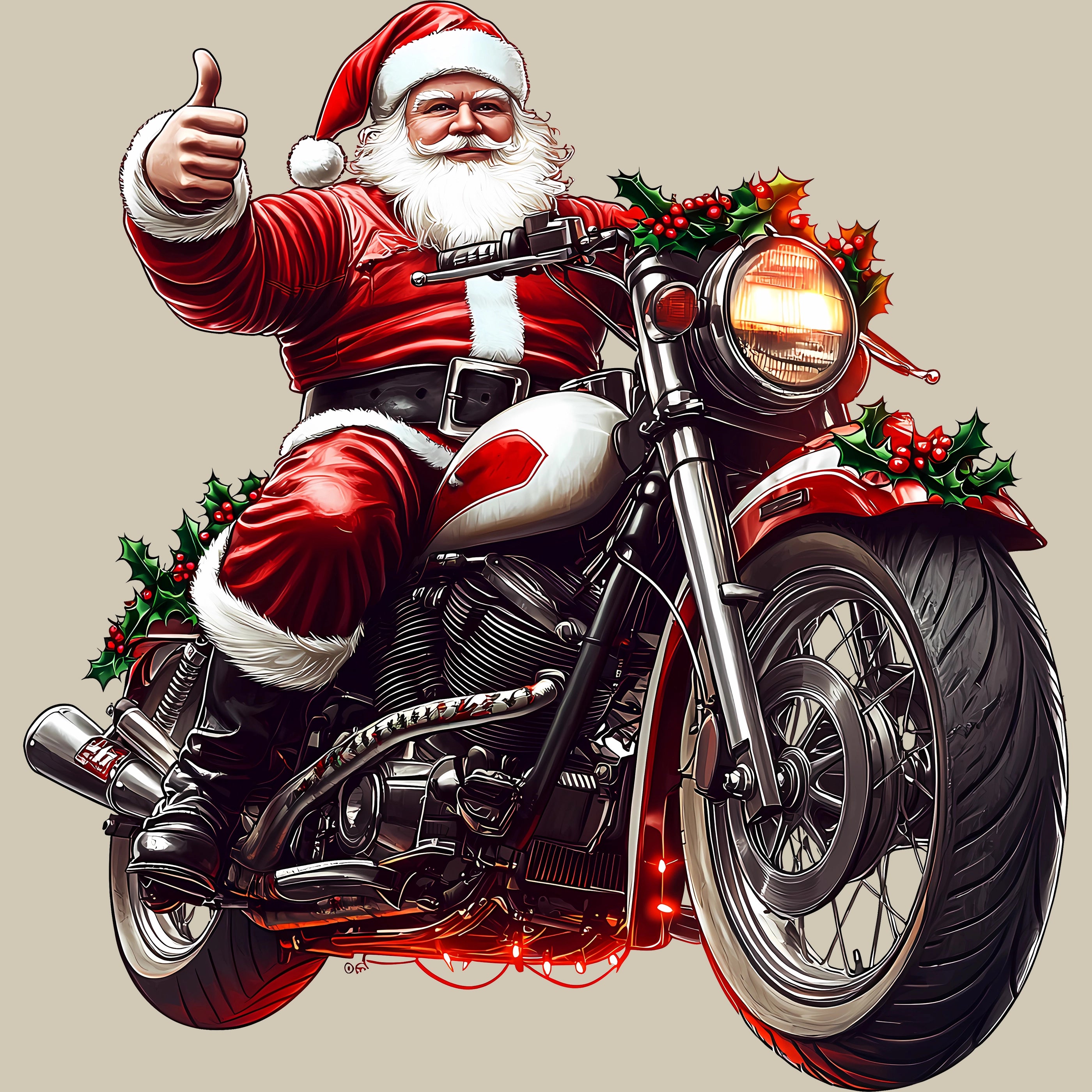 Permanent Sticker Weihnachtsmann Red Rider Motorrad