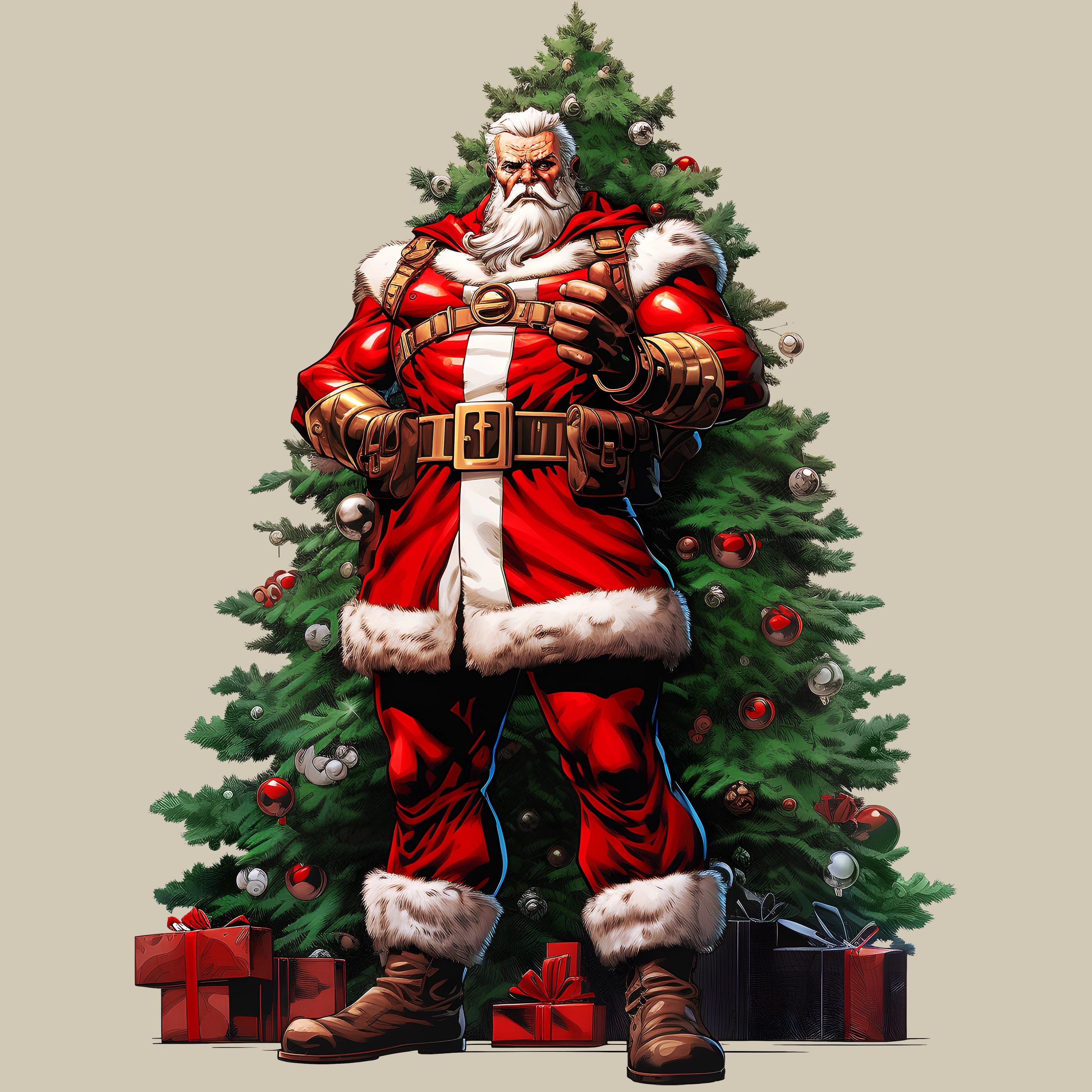 Permanent Sticker Weihnachtsmann der Held