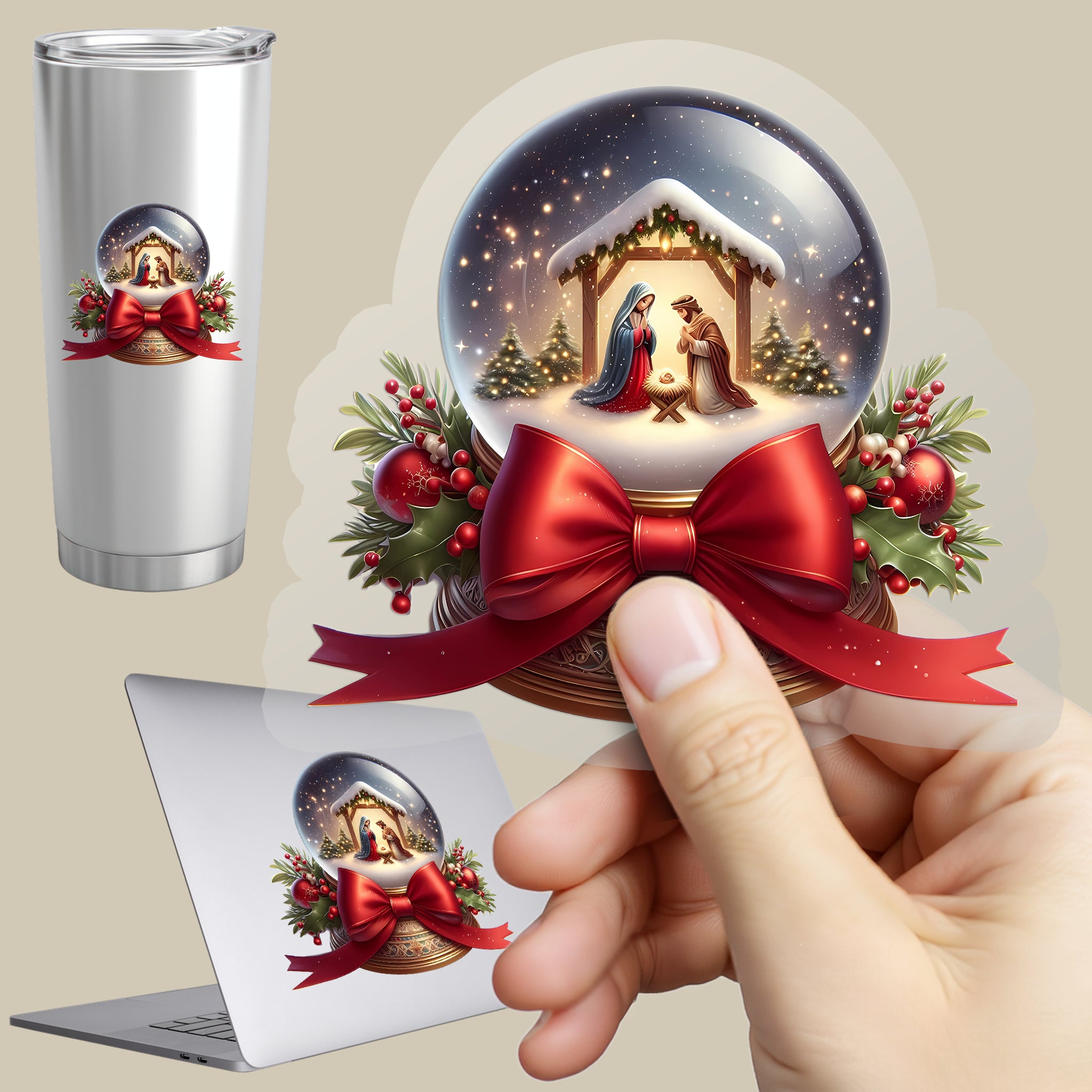 Permanent Sticker Weihnachtskugel Heilige Nacht