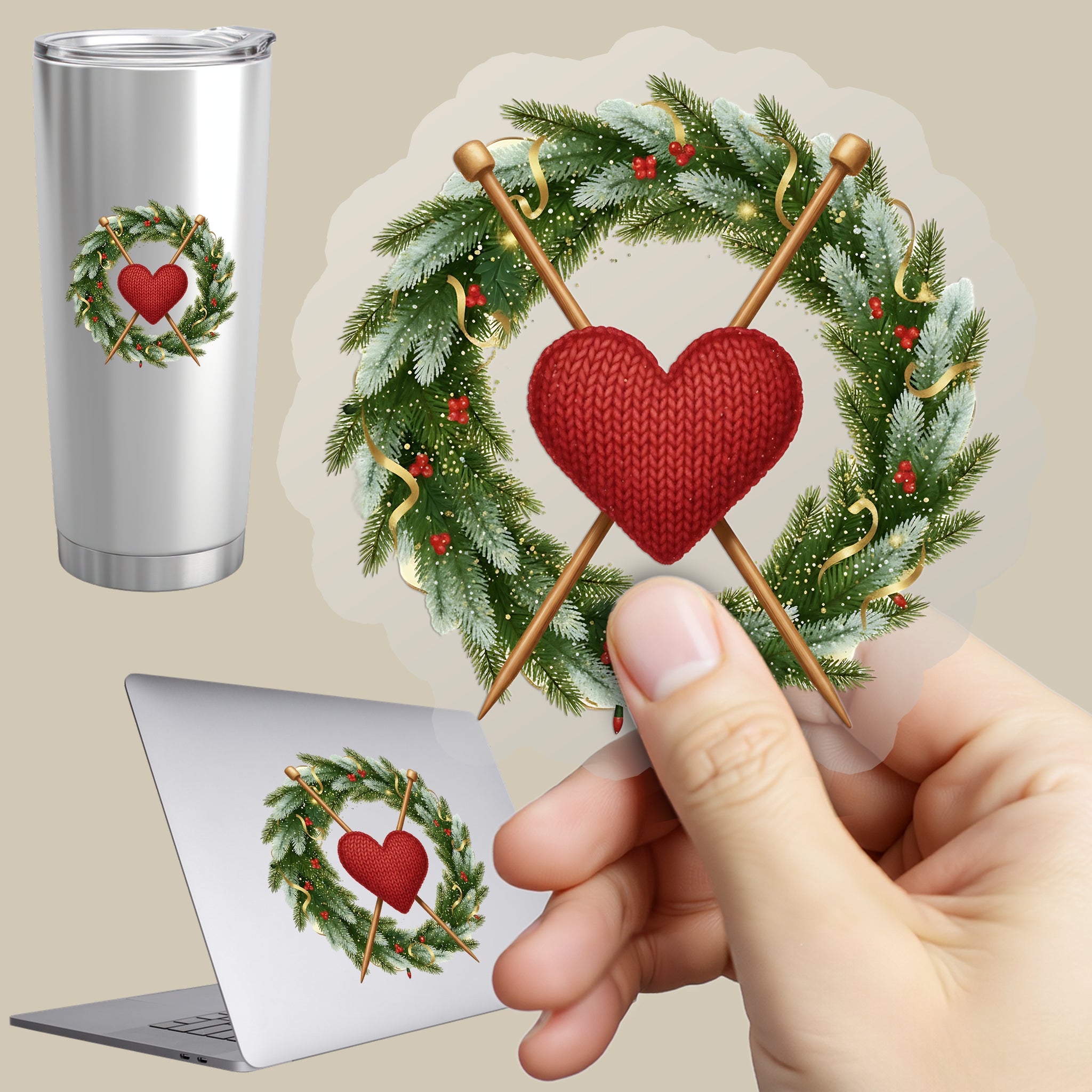 Permanent Sticker Weihnachts Strickzauber