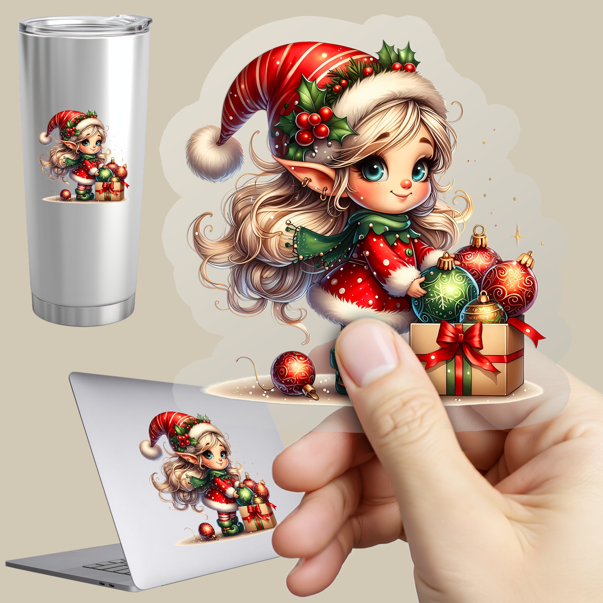 Permanent Sticker Weihnachts Elfe Luminia