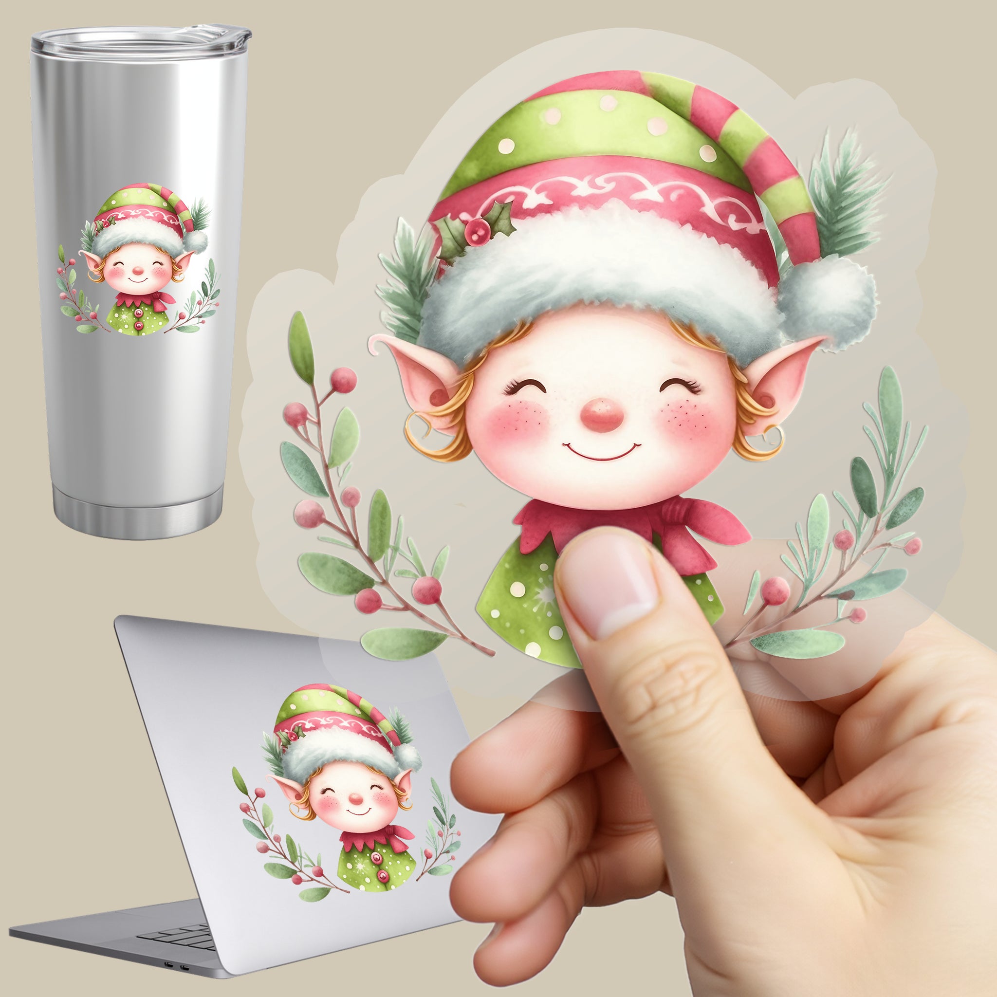 Permanent Sticker Weihnachts Elf Jolly