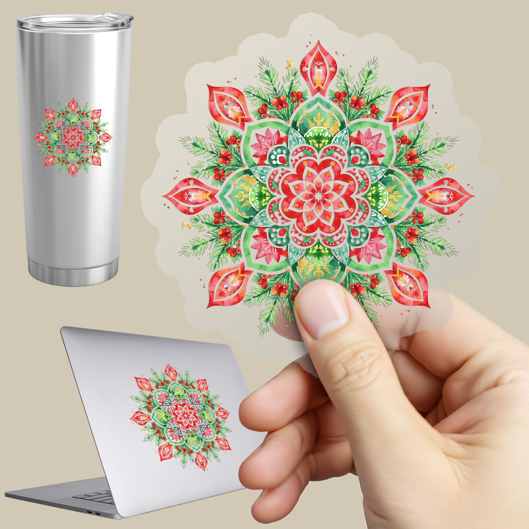 Permanent Sticker Weihnachtliches Mandala