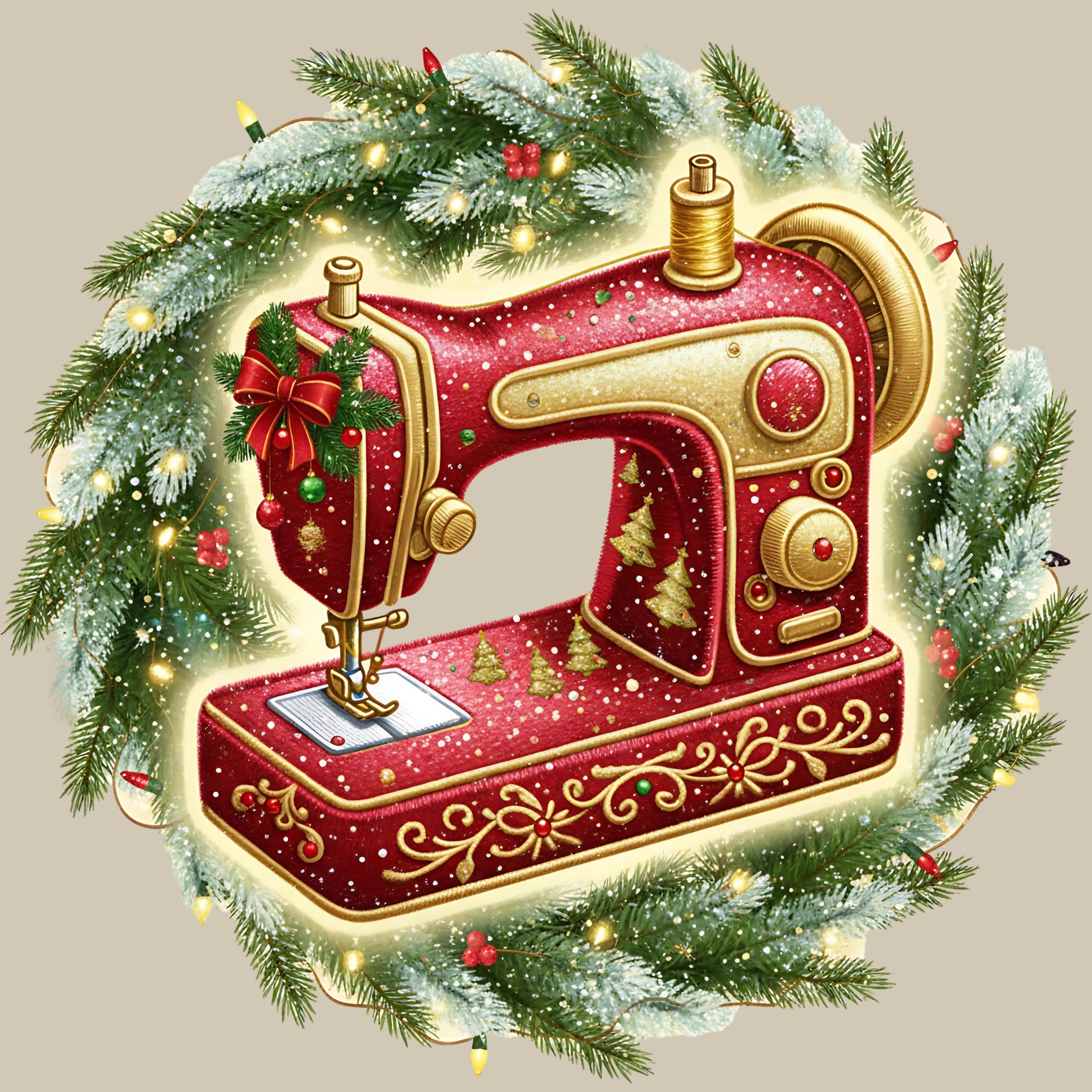 Permanent Sticker Weihnachtliche Nähmaschine