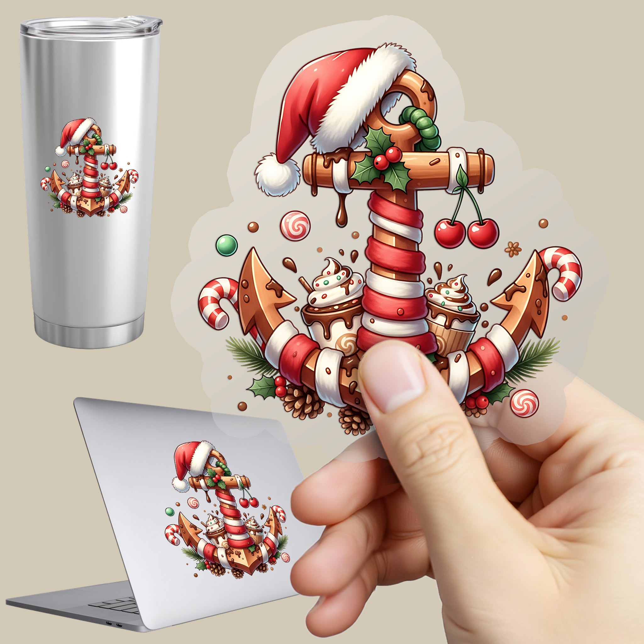 Permanent Sticker Süßer Weihnachts Anker