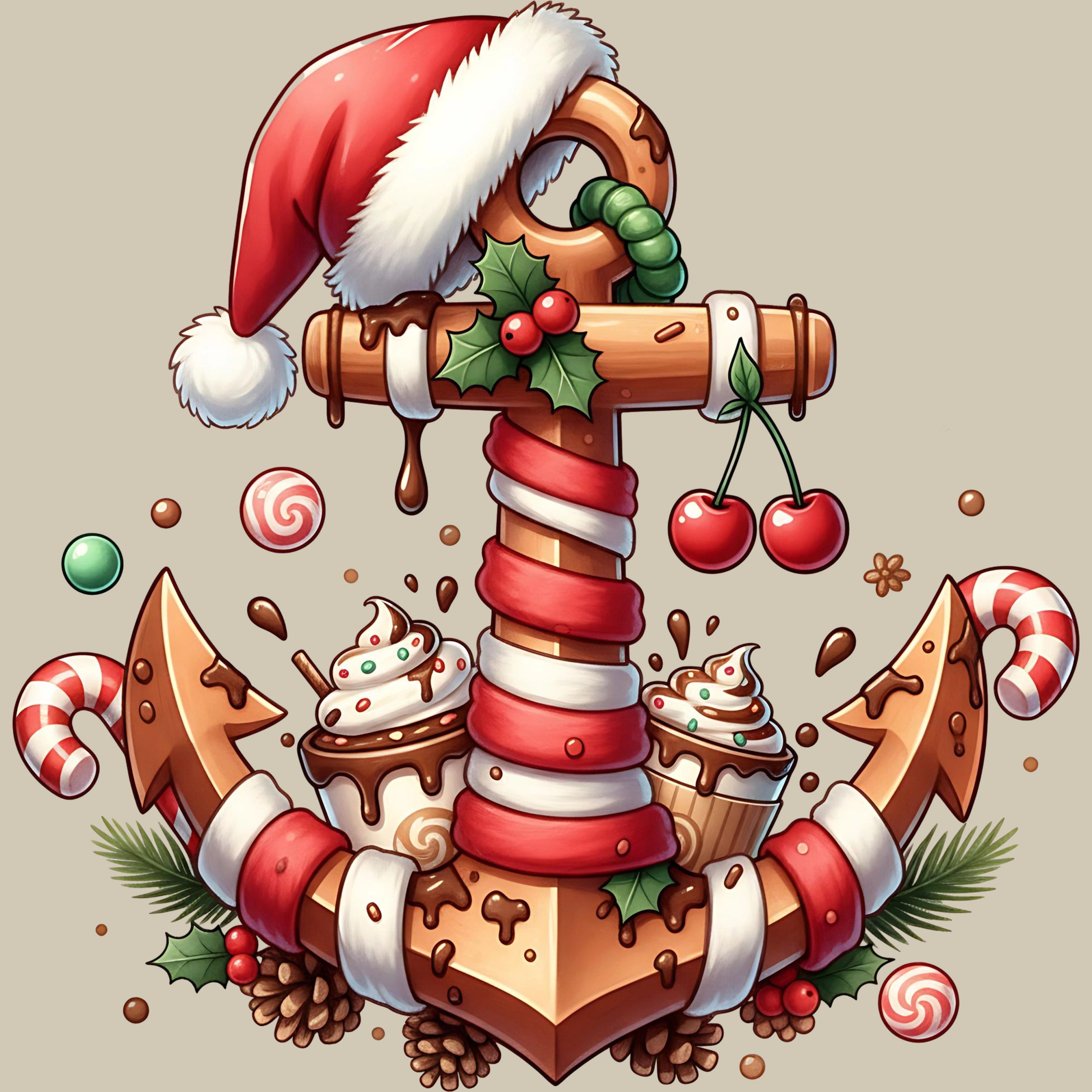 Permanent Sticker Süßer Weihnachts Anker