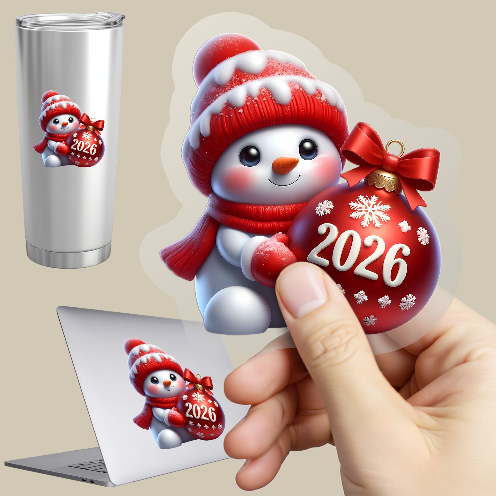 Permanent Sticker Schneemann Silvester 2026