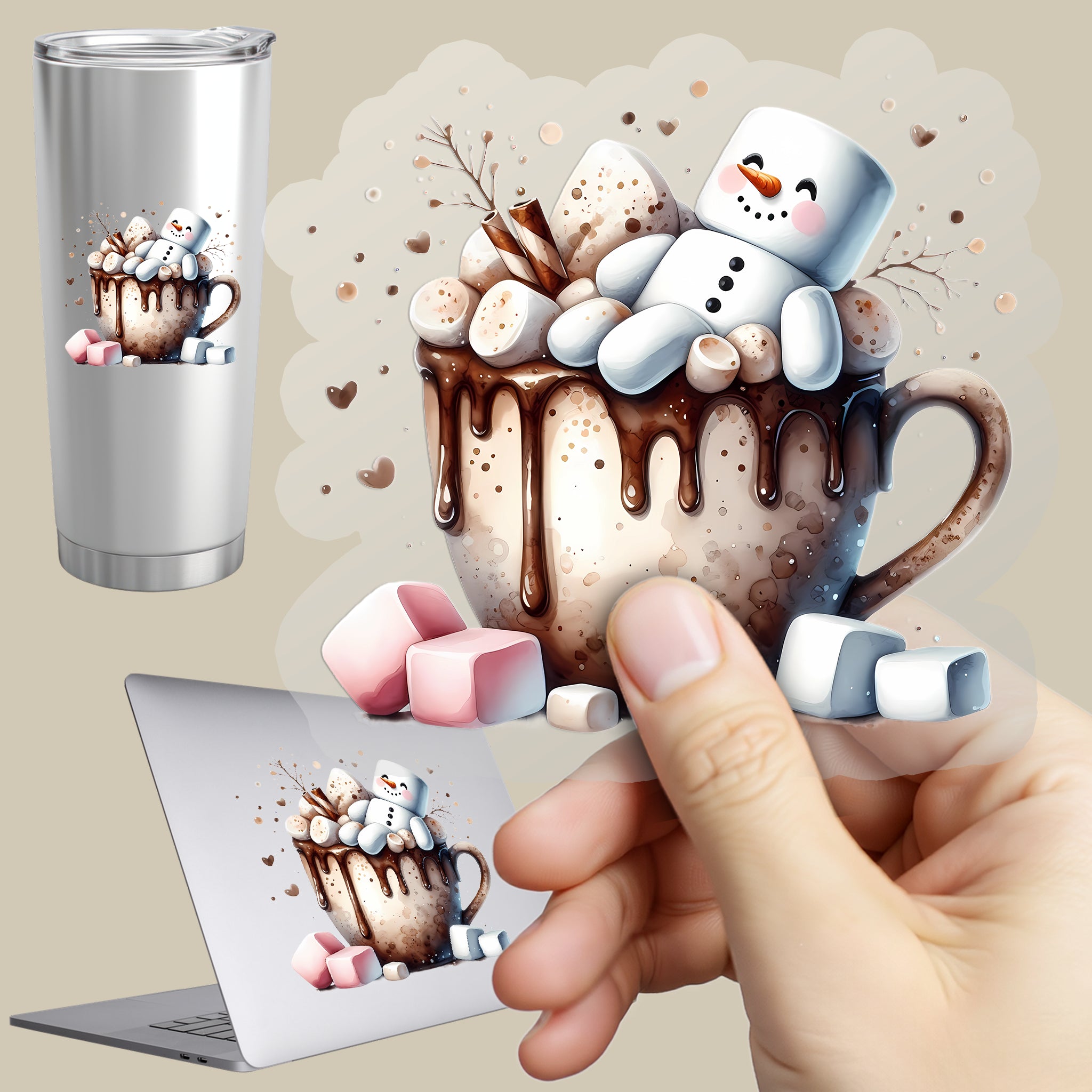 Permanent Sticker Schneemann im Kakoatraum