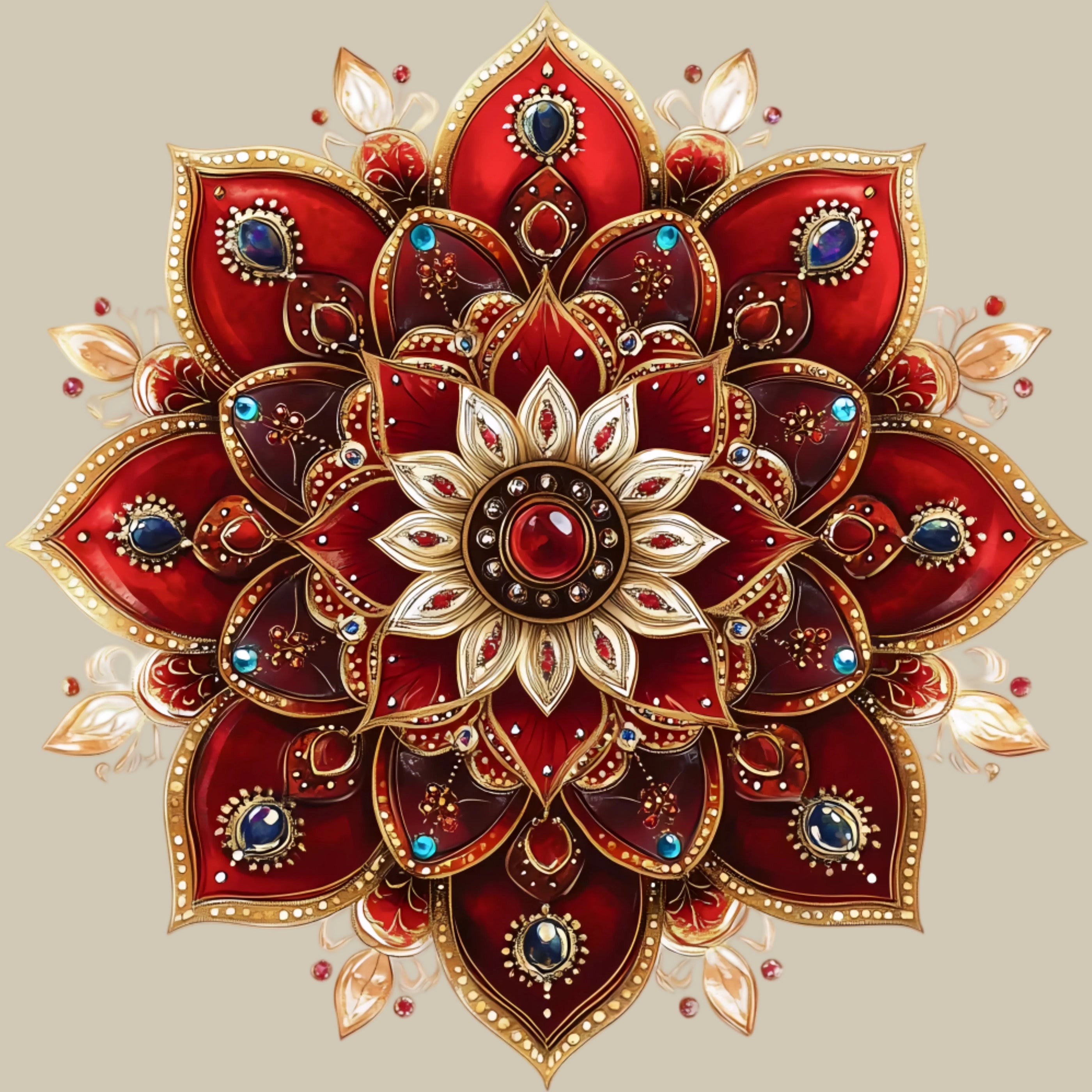 Permanent Sticker Rotes Weihnachts Mandala