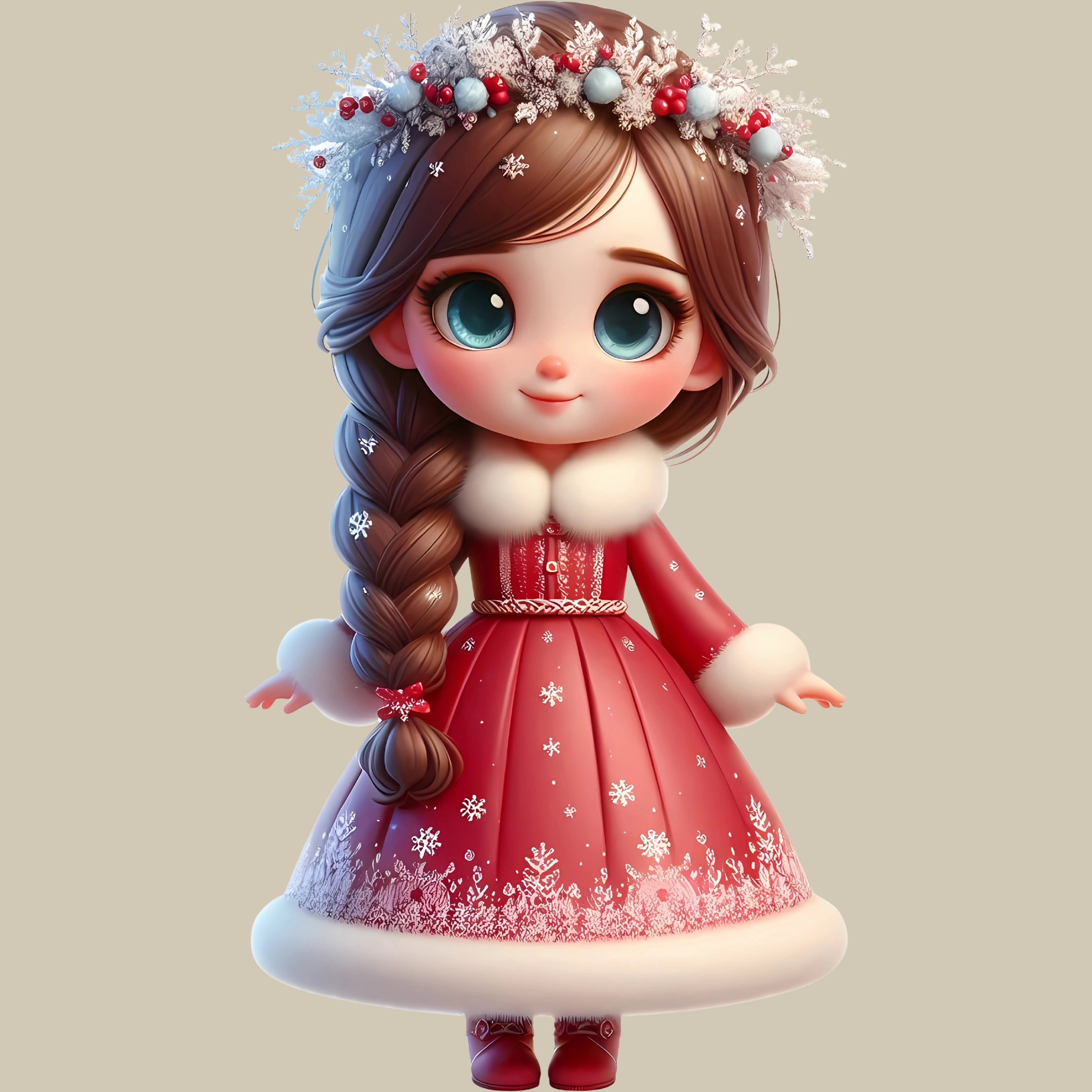 Permanent Sticker Rote Weihnachts Prinzessin