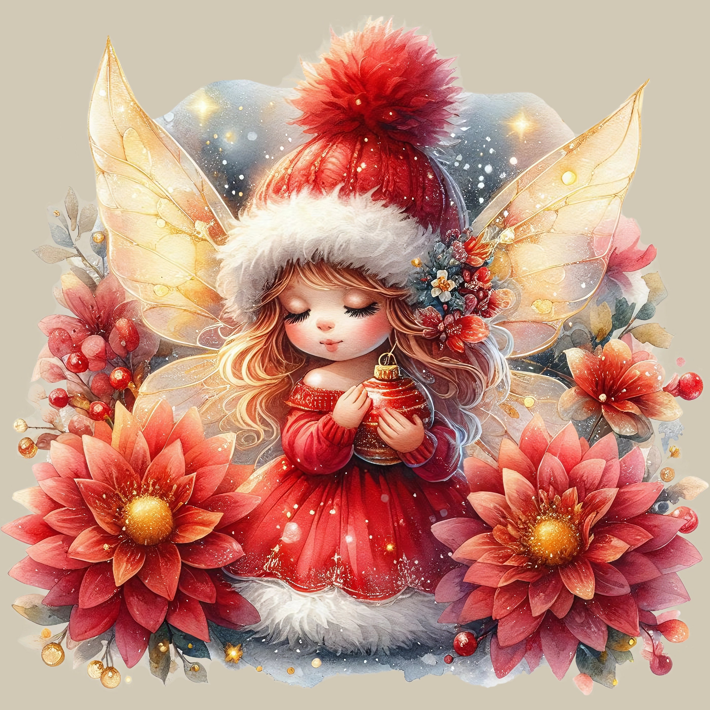 Permanent Sticker Rote Weihnachts Fee