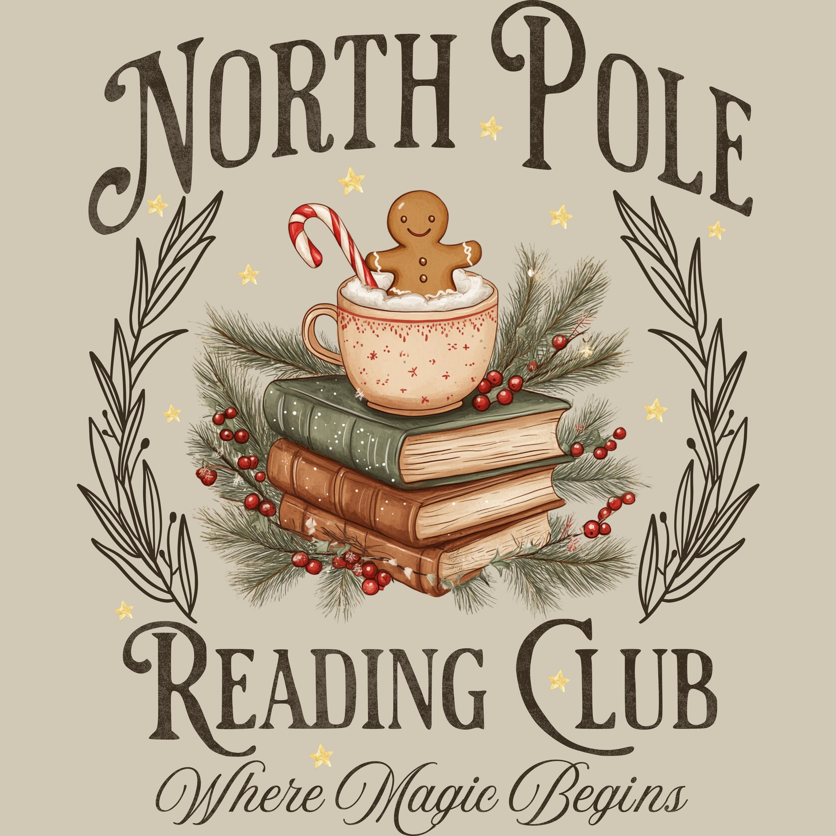Permanent Sticker North Pole Reading Club braun
