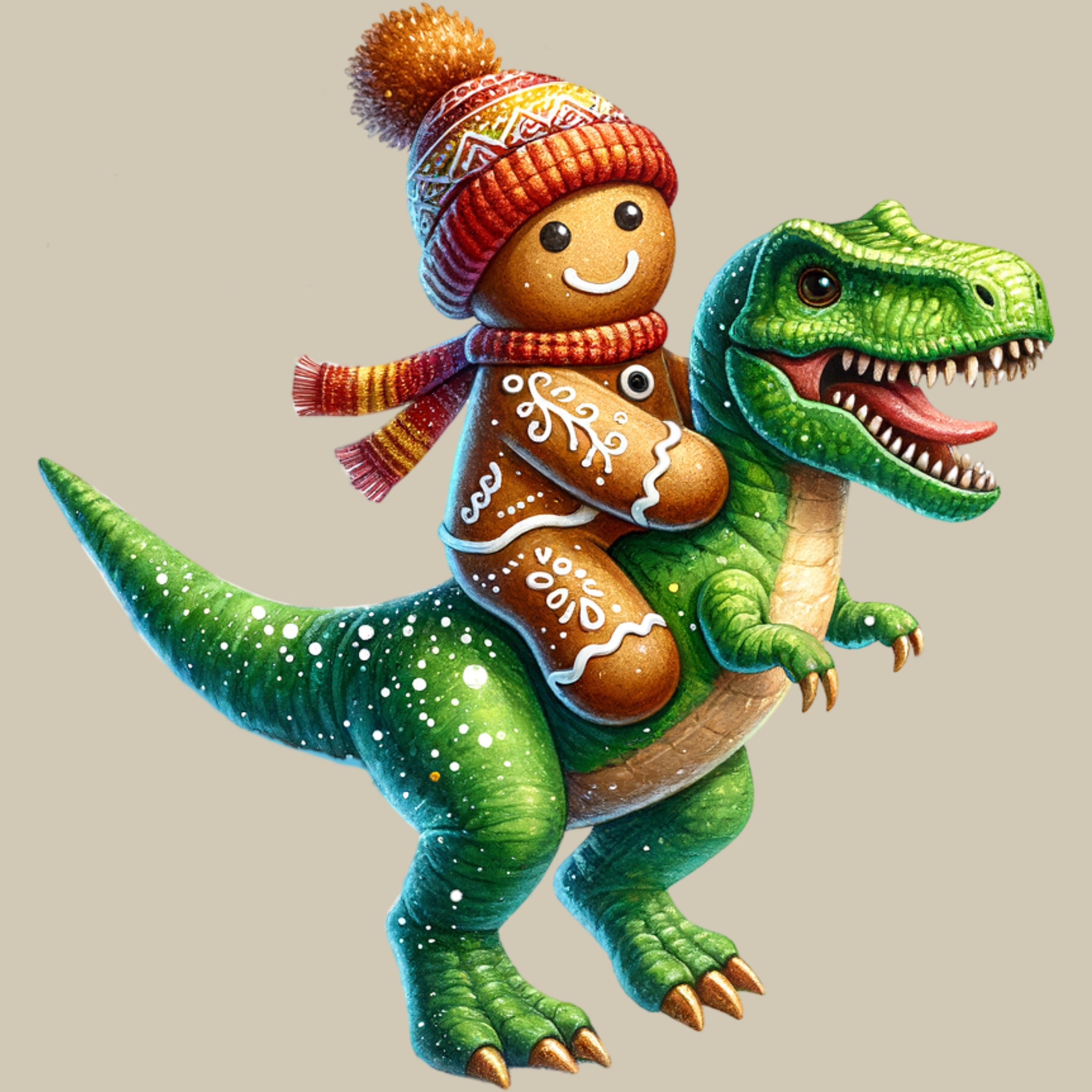 Permanent Sticker Lebkuchenritt auf Dinosaurier