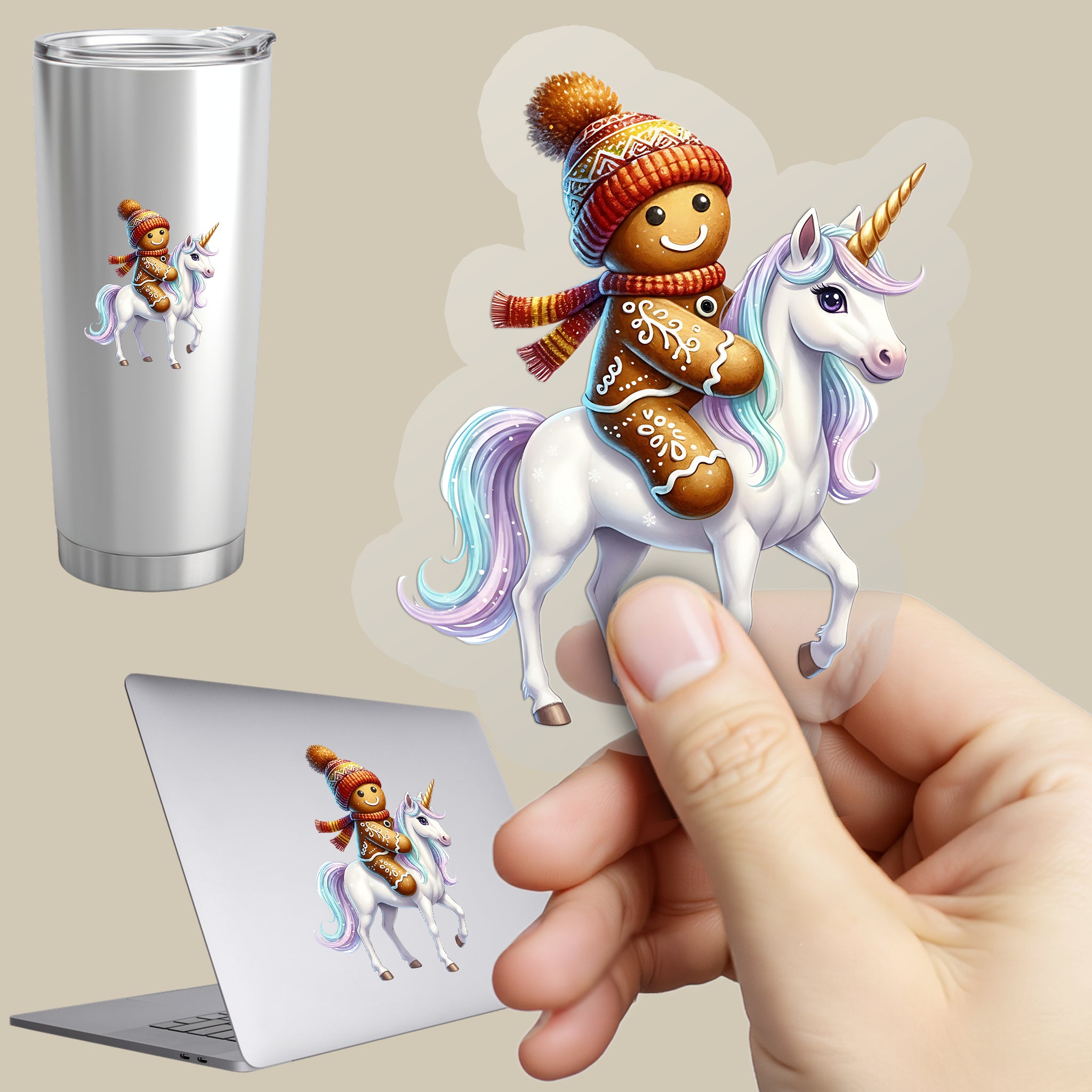 Permanent Sticker Lebkuchenritt auf dem Einhorn