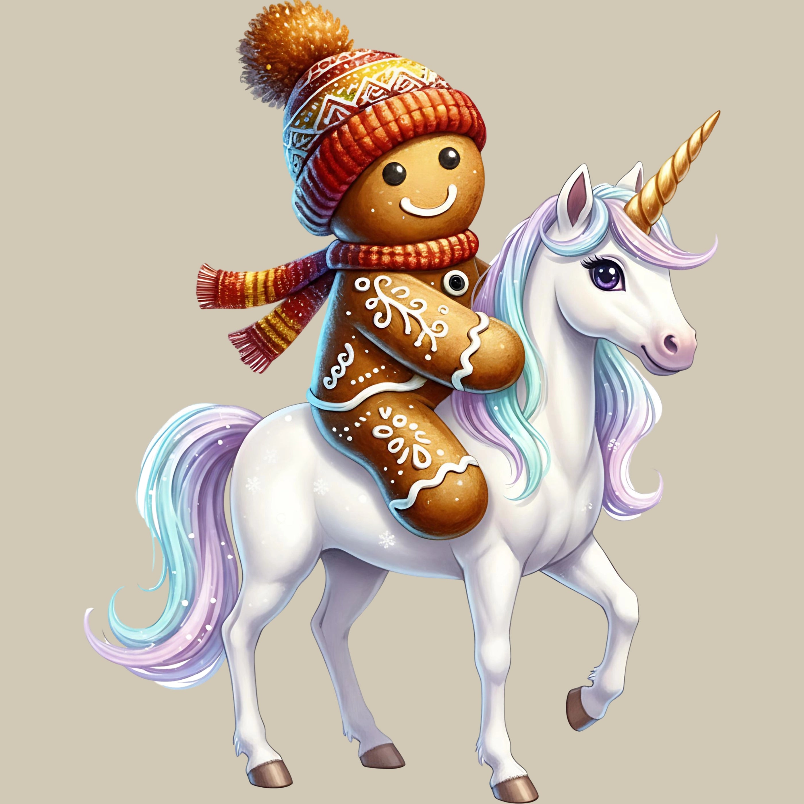 Permanent Sticker Lebkuchenritt auf dem Einhorn