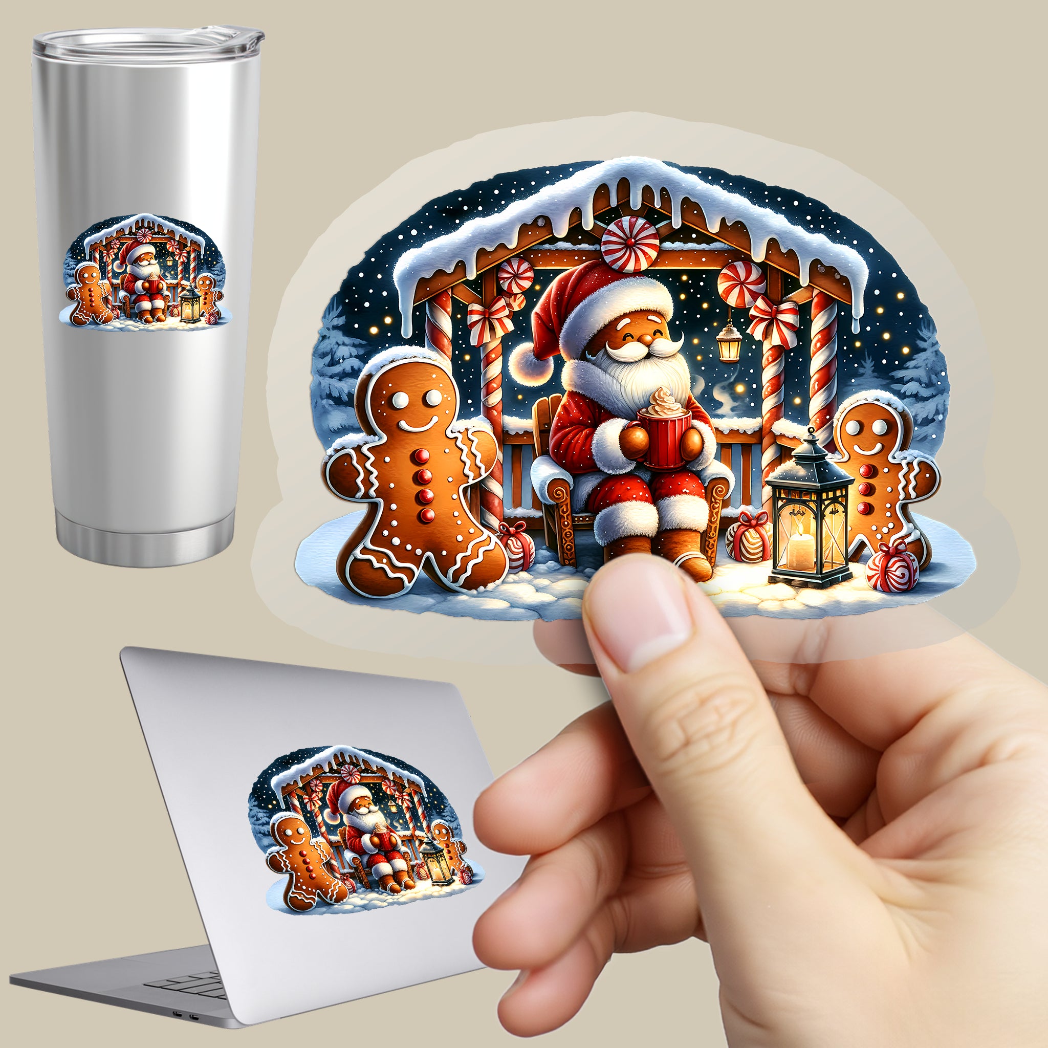 Permanent Sticker Lebkuchen Weihnachtsmann Winterknusper