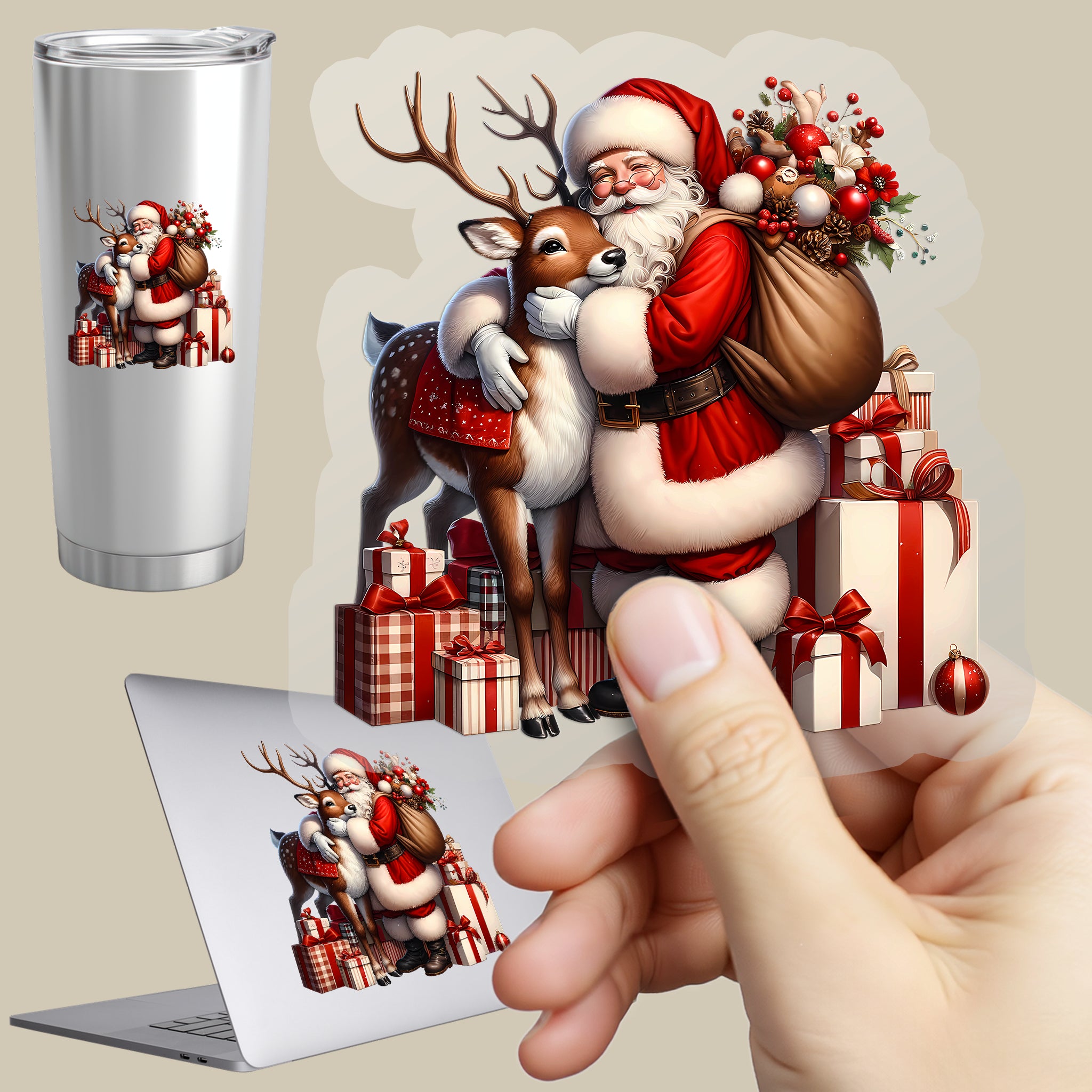 Permanent Sticker Kuschliger Weihnachtsmann