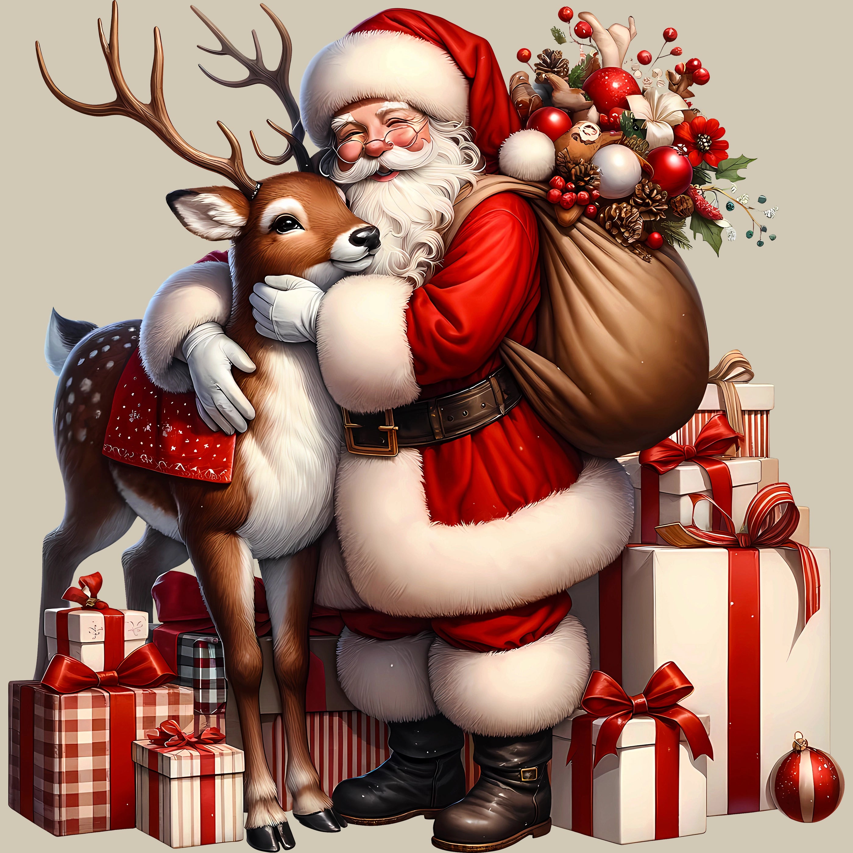 Permanent Sticker Kuschliger Weihnachtsmann