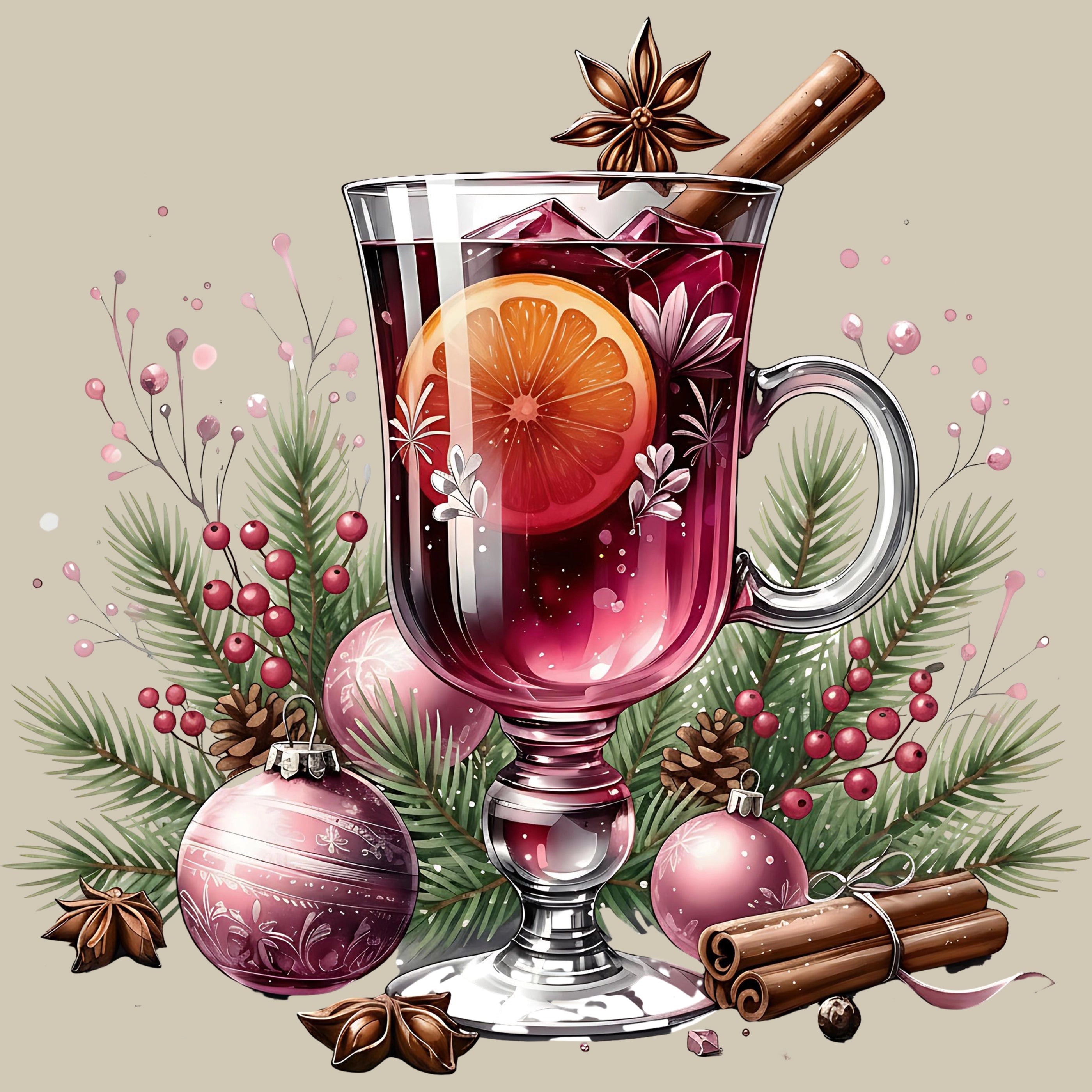 Permanent Sticker Glühwein in Zweigen