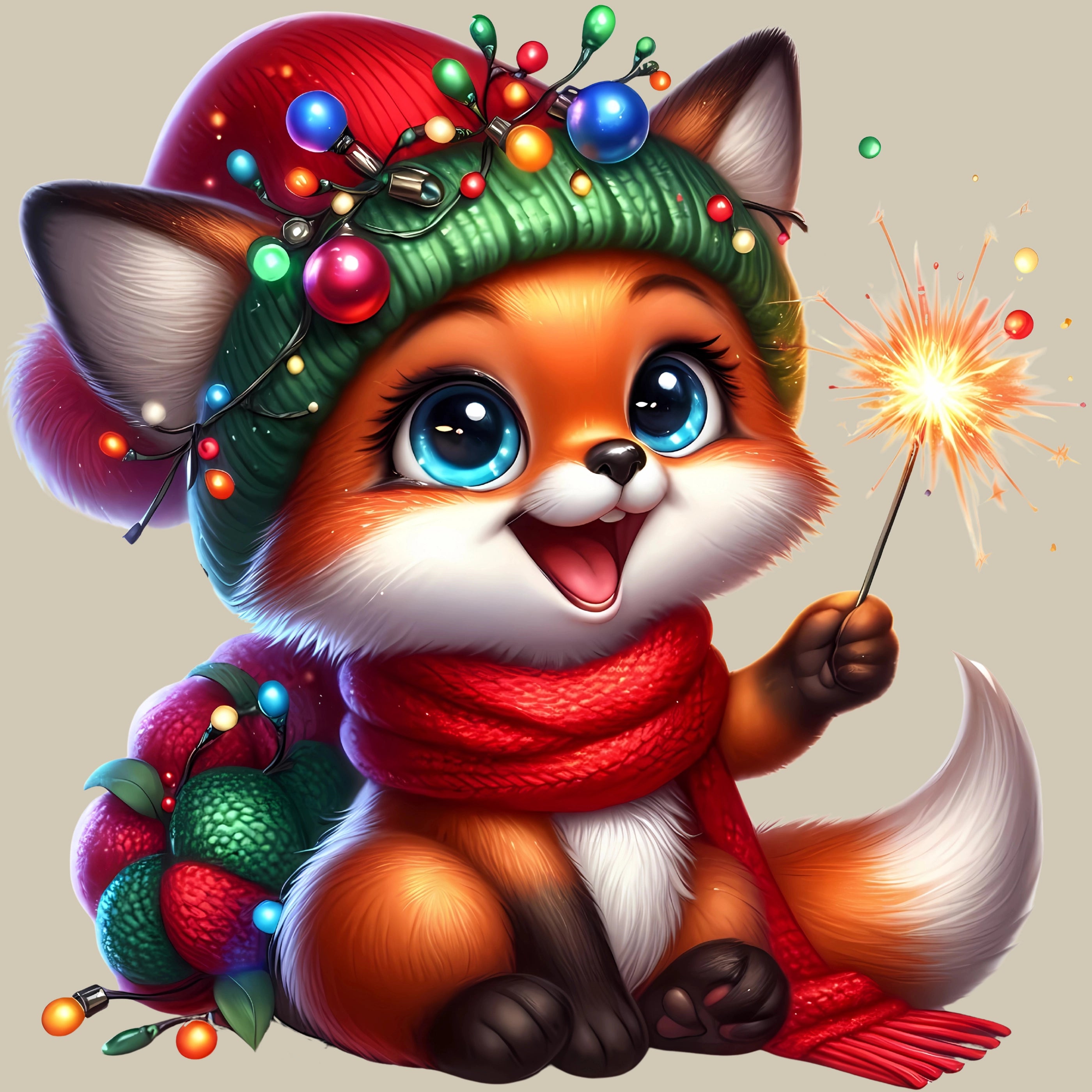 Permanent Sticker Fuchs Weihnachtsglanz