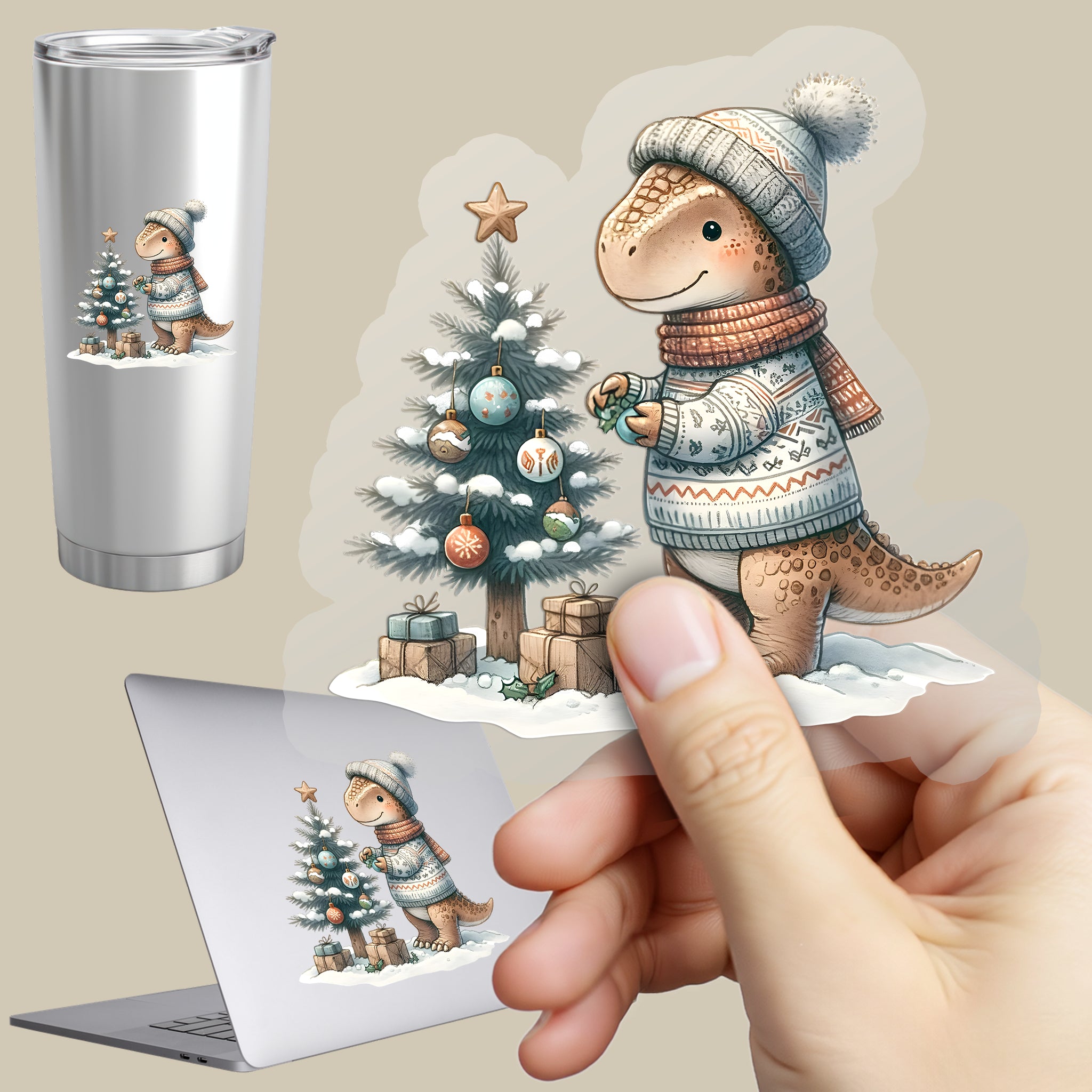 Permanent Sticker Dino Tannenbaumschmücker