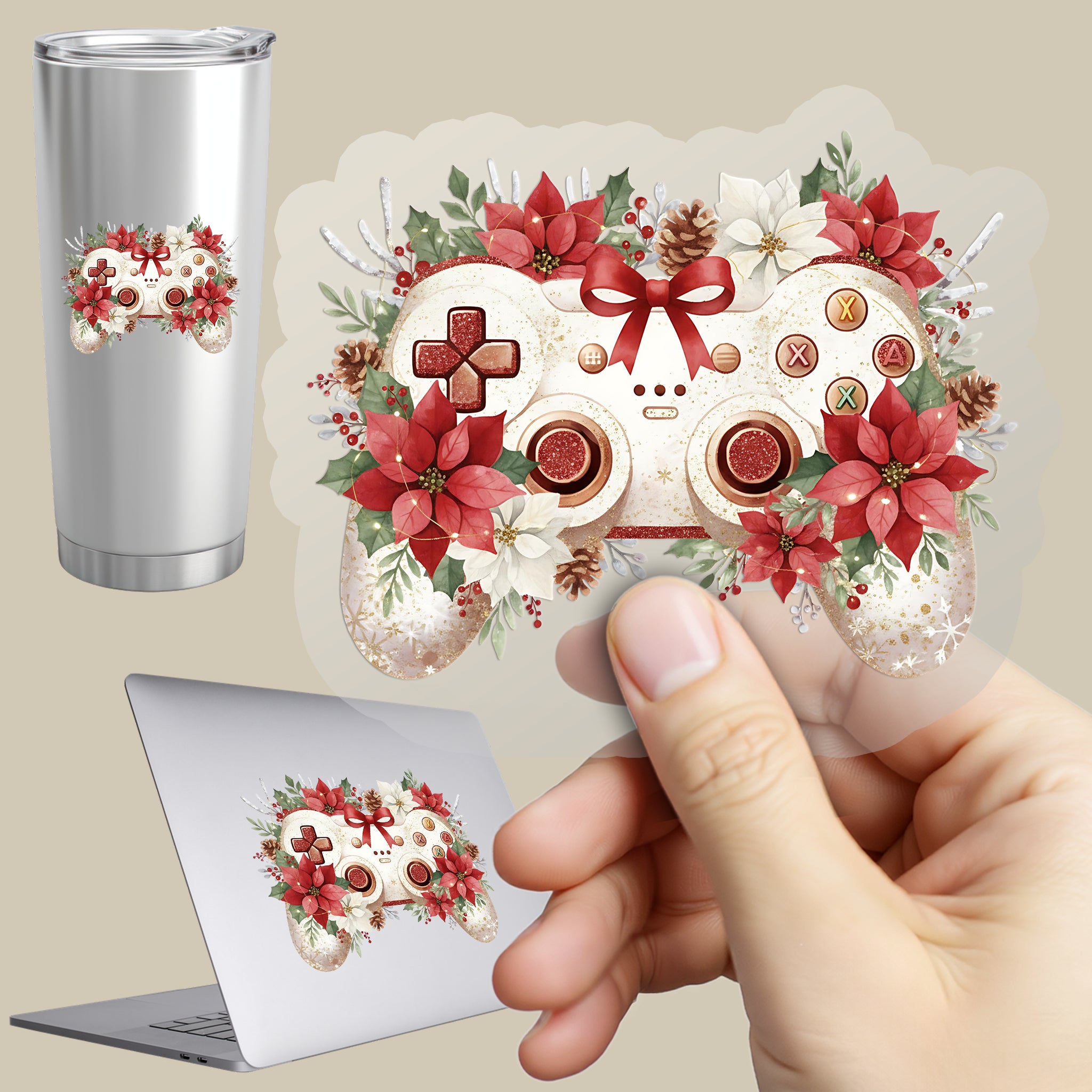 Permanent Sticker Christmas Vibes Controller