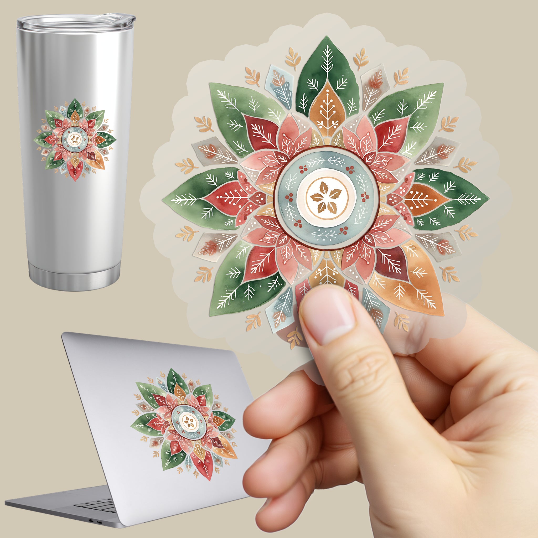 Permanent Sticker Boho Mandala Weihnachten