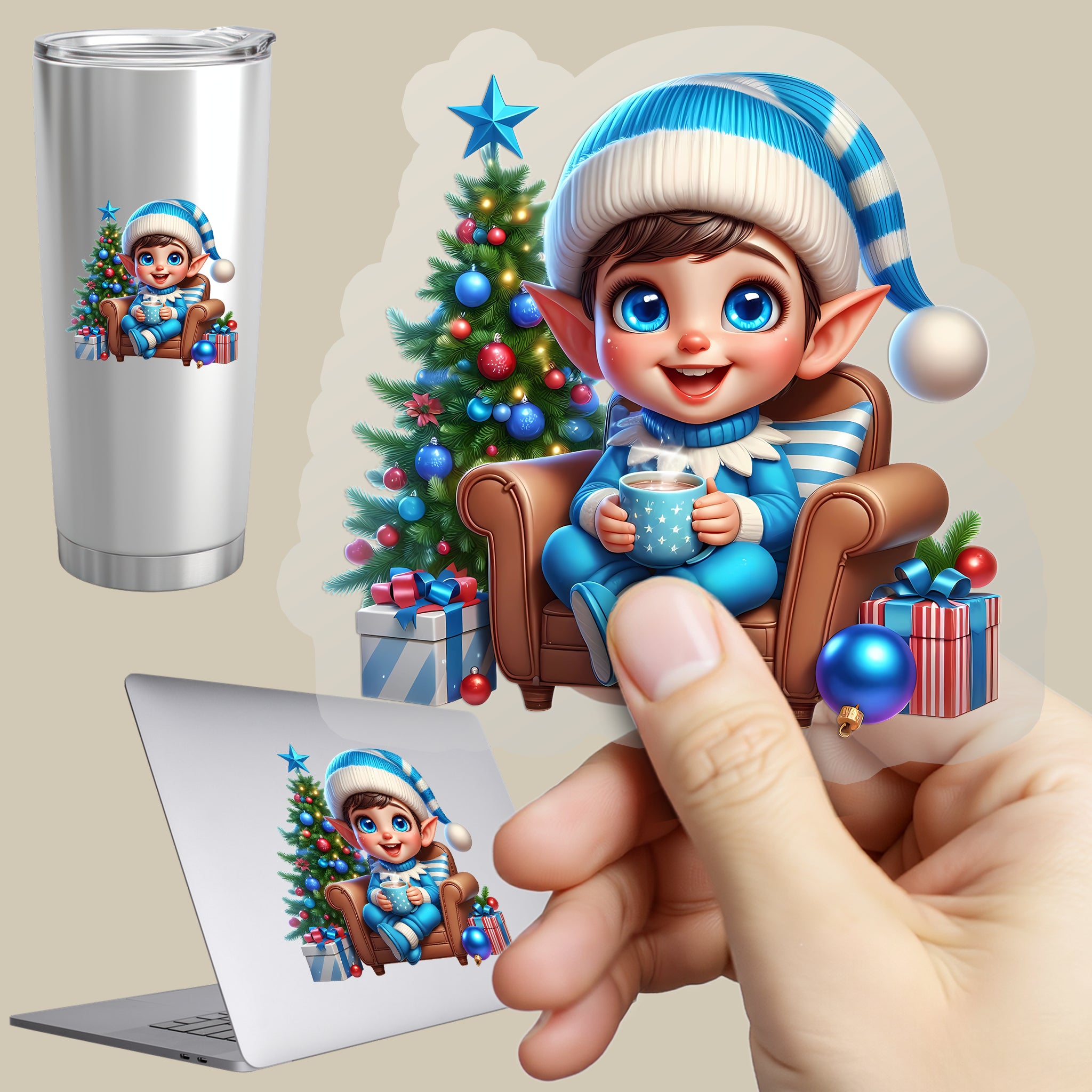 Permanent Sticker Blauer Elf Kakaozauber