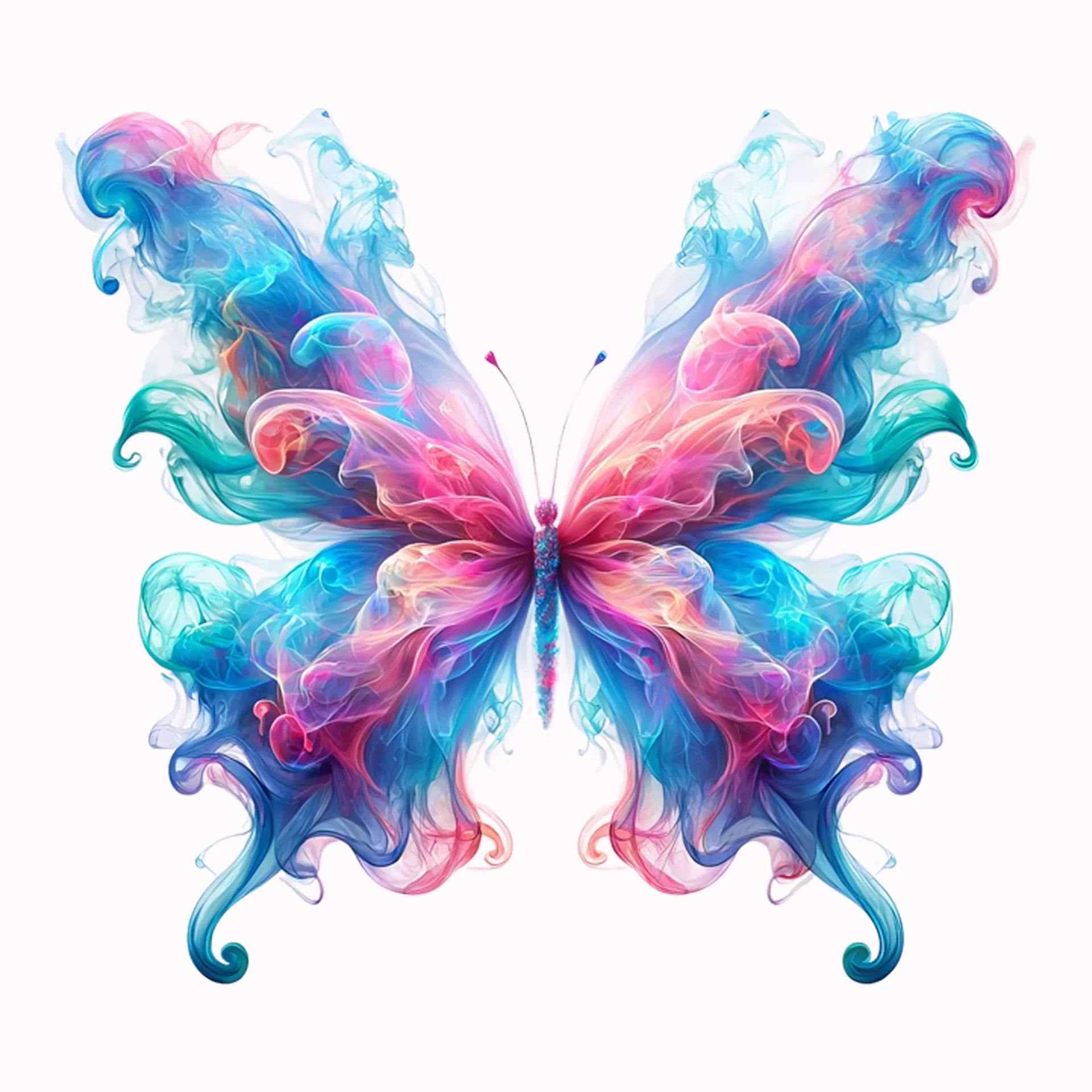 Permanent Sticker Rauch Schmetterling Blau Pink