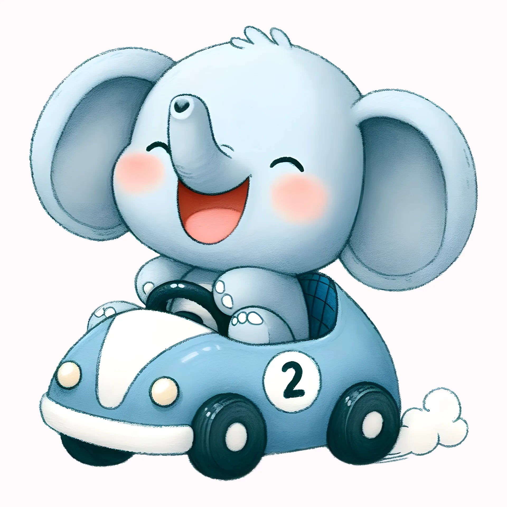 Permanent Sticker Rennfahrer Elefant