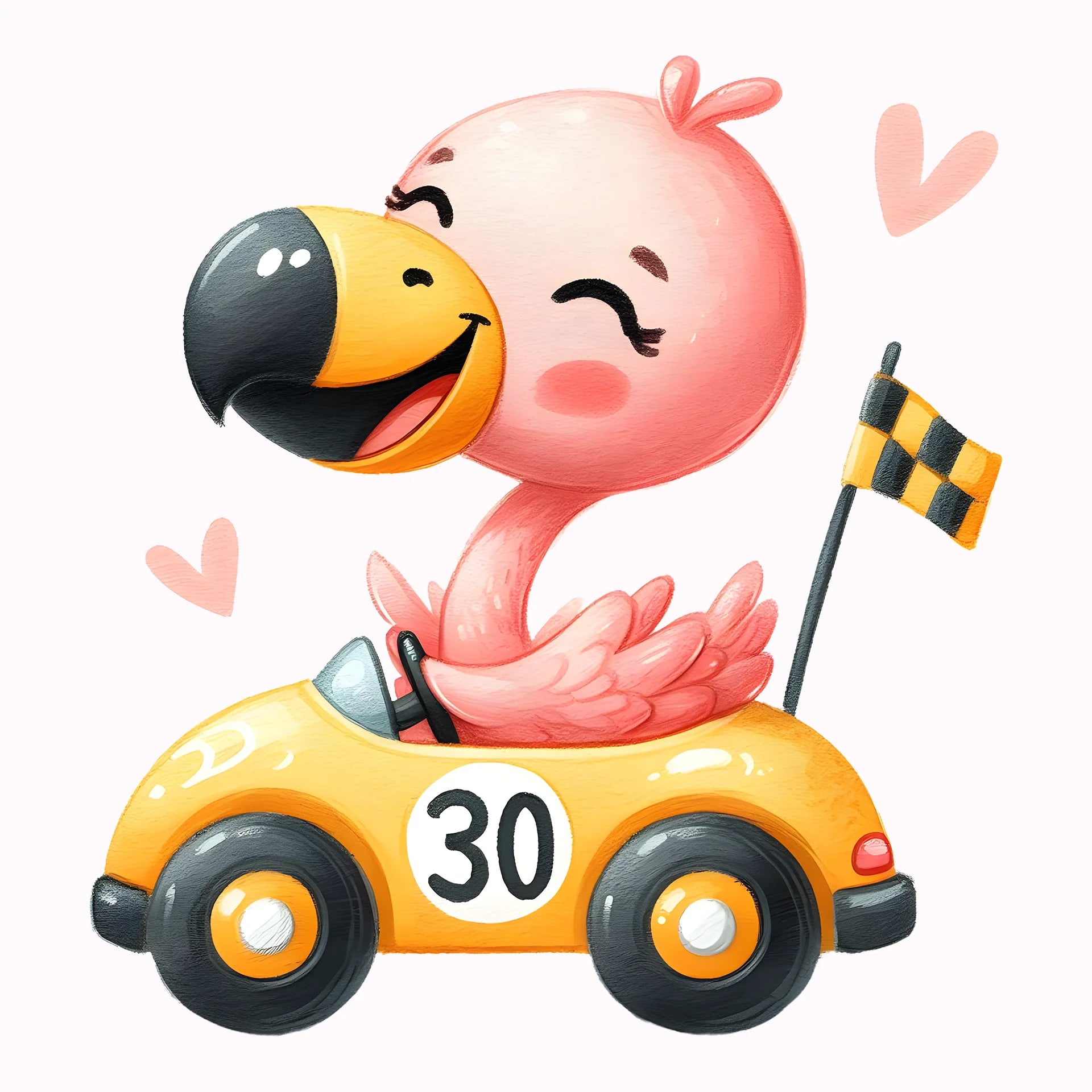 Permanent Sticker Rennfahrer Flamingo