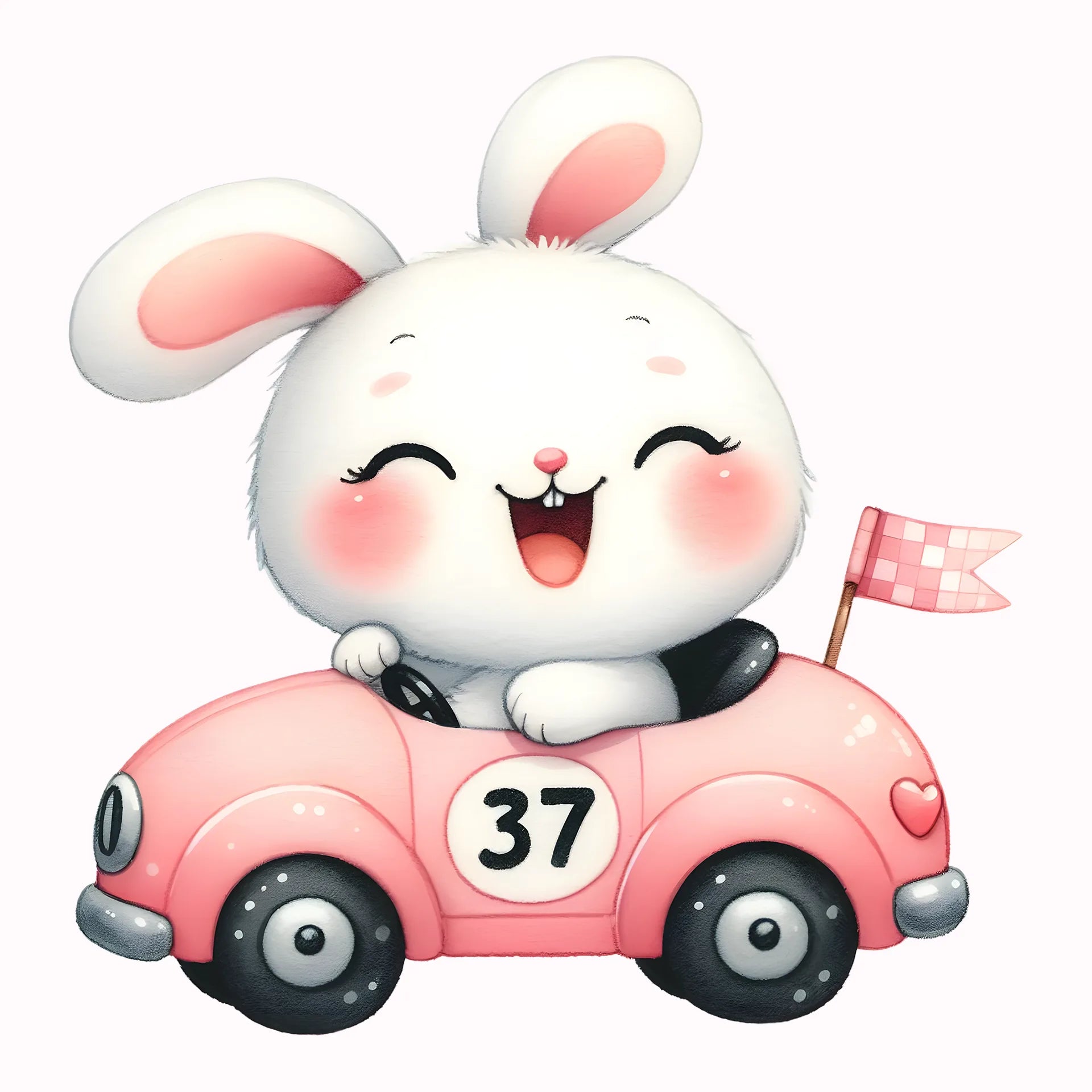 Permanent Sticker Rennfahrer Hase